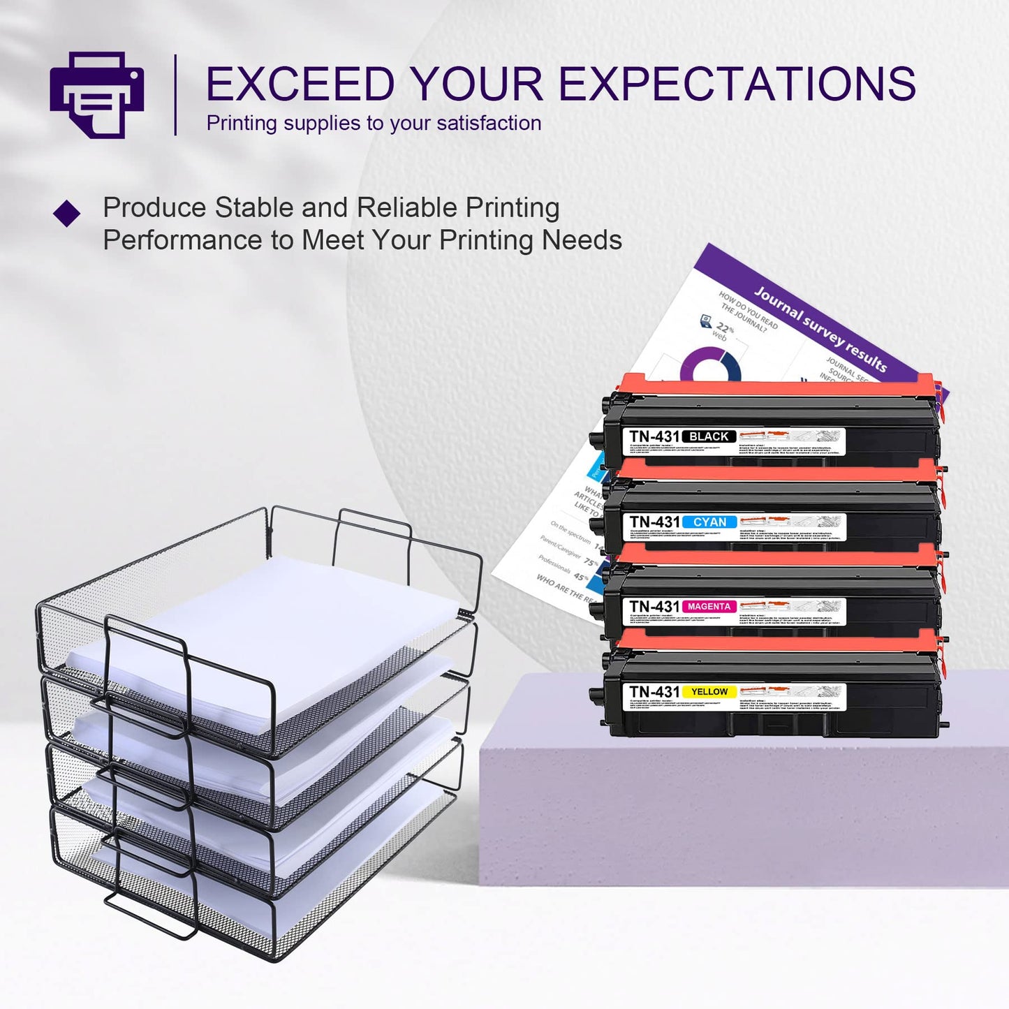 TN431 4PK TN-431BK TN431C TN-431M TN431Y Compatible TN431 High Yield Toner Cartridge 4 Pack Replacement for MFC-L8690CDW L8900CDW L9570CDW L9570CDWT DCP-L8410CDW Printer,TN431Ink(1BK/1C/1M/1Y), Black