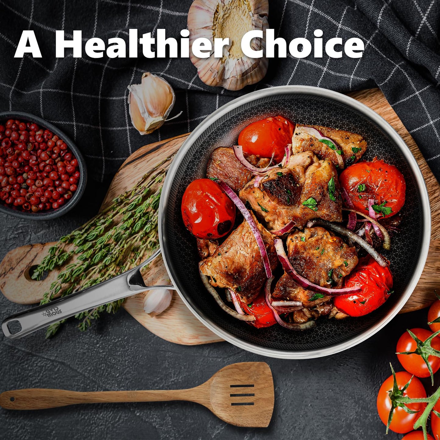 Frying Pan, 12 Hybrid Non Stick Frying Pan, Dishwasher Oven Broiler Safe, Non Toxic Chef's Pan, PFOA Free Cookware, Compatible with All Cooktops