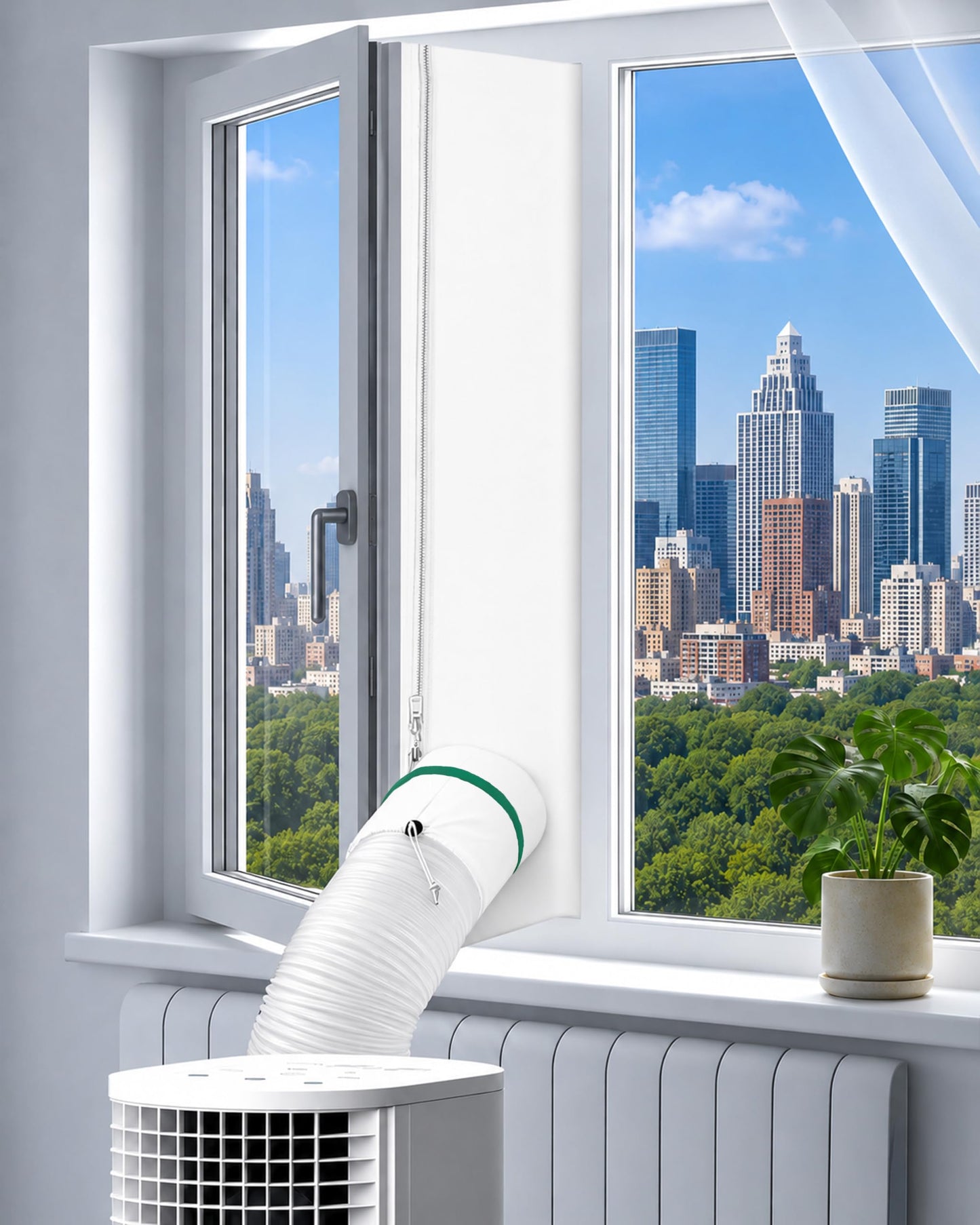 COVERTIFY Portable Air Conditioner Window Kit, Universal Heavy Duty Window Seal for Portable Air Conditioner with Adjustable Zipper, No Drill AC Unit Windows Kit - Max 157" L