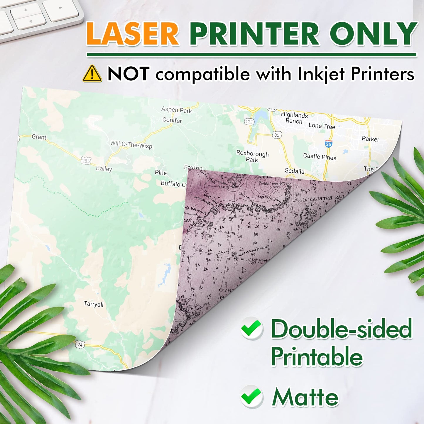 Koala Waterproof Paper for Laser Printer, Tearproof Printer Paper, Matte Double Sided Printable White Film 8.5x11 in 60 Sheets for Printing Backpacking Maps