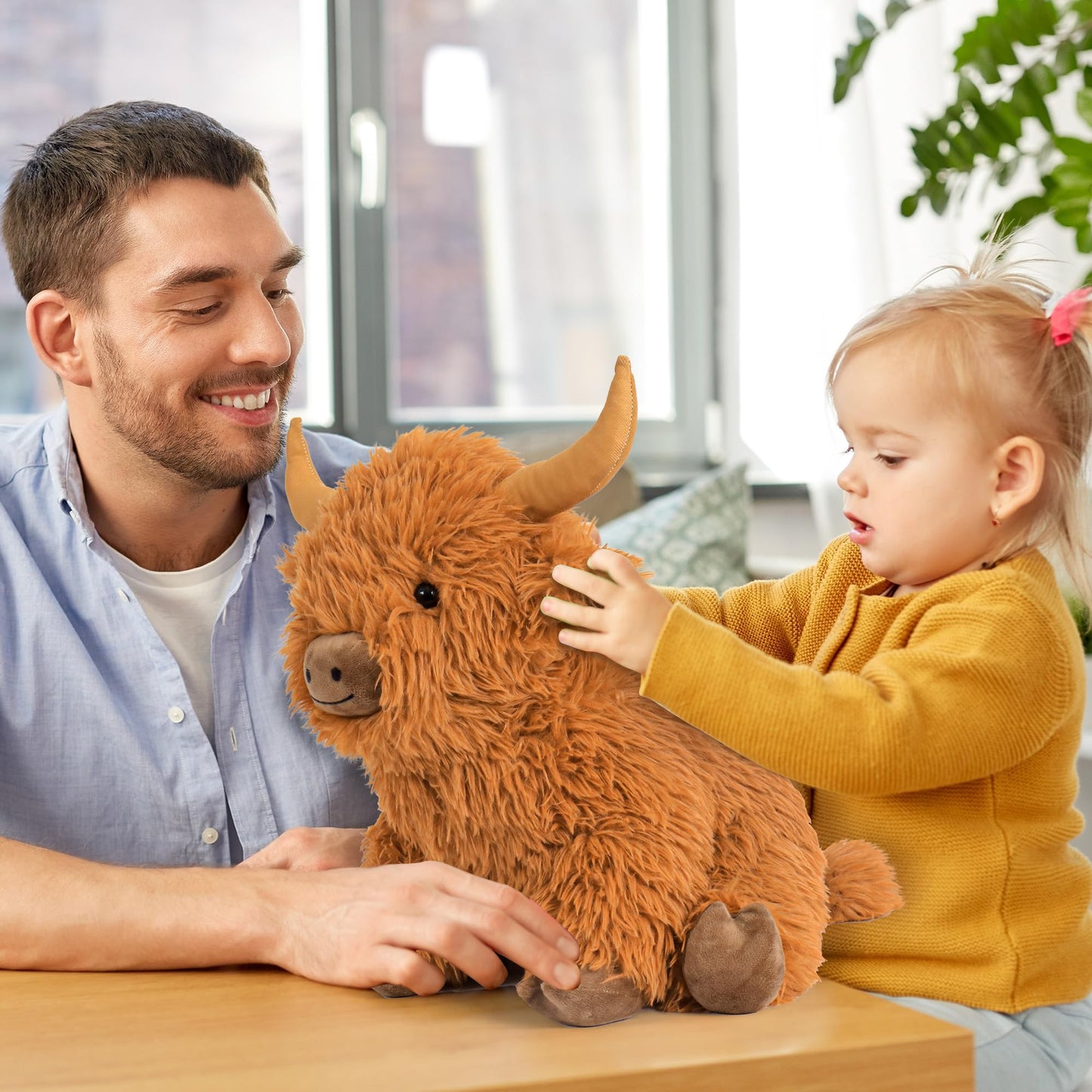 5lbs Highland Cow Weighted Stuffed Animals, 16in Tall Big Highland Cow Plush Toy, Soft Adorable Stuffed Animal for Kids and Adults Highland Cattle Gift Plushie Decor