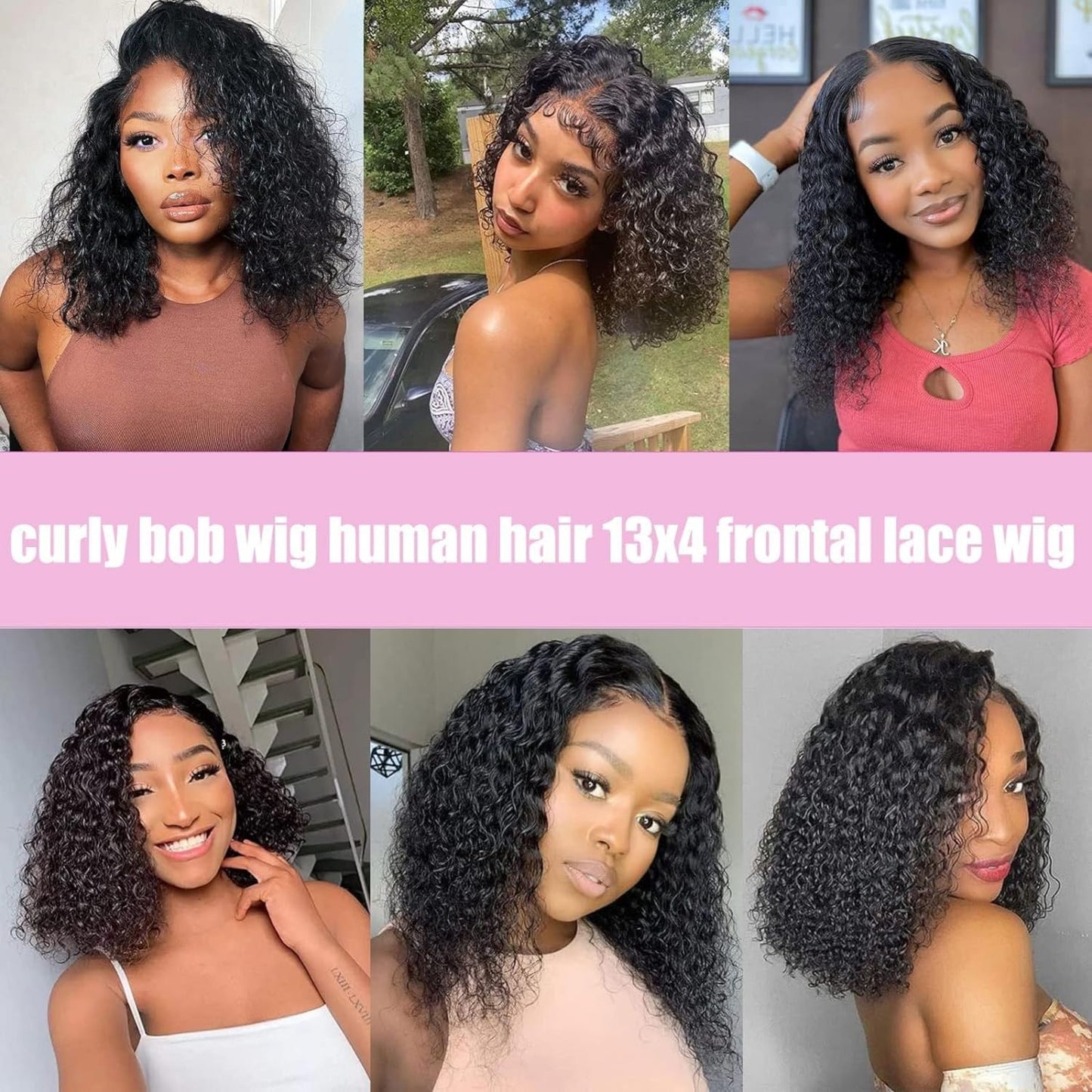 Deep Wave 13x4 HD Lace Front Wigs Human Hair Pre Plucked 12 Inch Short Bob Human Hair Wigs for Black Women Glueless Lace Frontal Closure Curly Wig Perruque Femme Humain Naturel