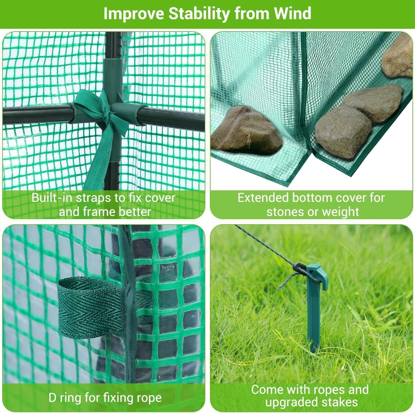 57.5" x 57" x 76" Greenhouse for Outdoors with Observation Windows, Ohuhu Large Walk-in Plant Greenhouse, 3 Tiers 12 Shelves Stands Green House with Ground Pegs & Ropes for Stability, 4.8x4.8x6.3 FT