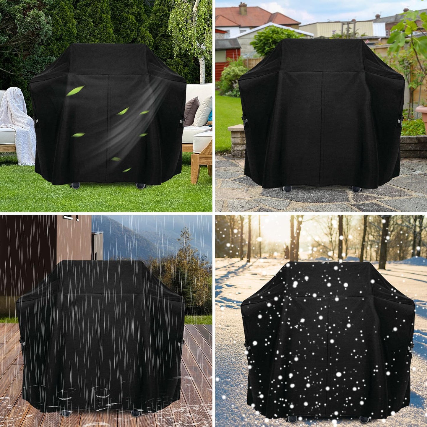 BBQ Future Grill Cover for Napoleon Rogue 425 Series Gas Grill, Waterproof Anti-UV Fade Resistant 600D Oxford Polyester Black BBQ Cover with Adjustable Strap for Napoleon 61427