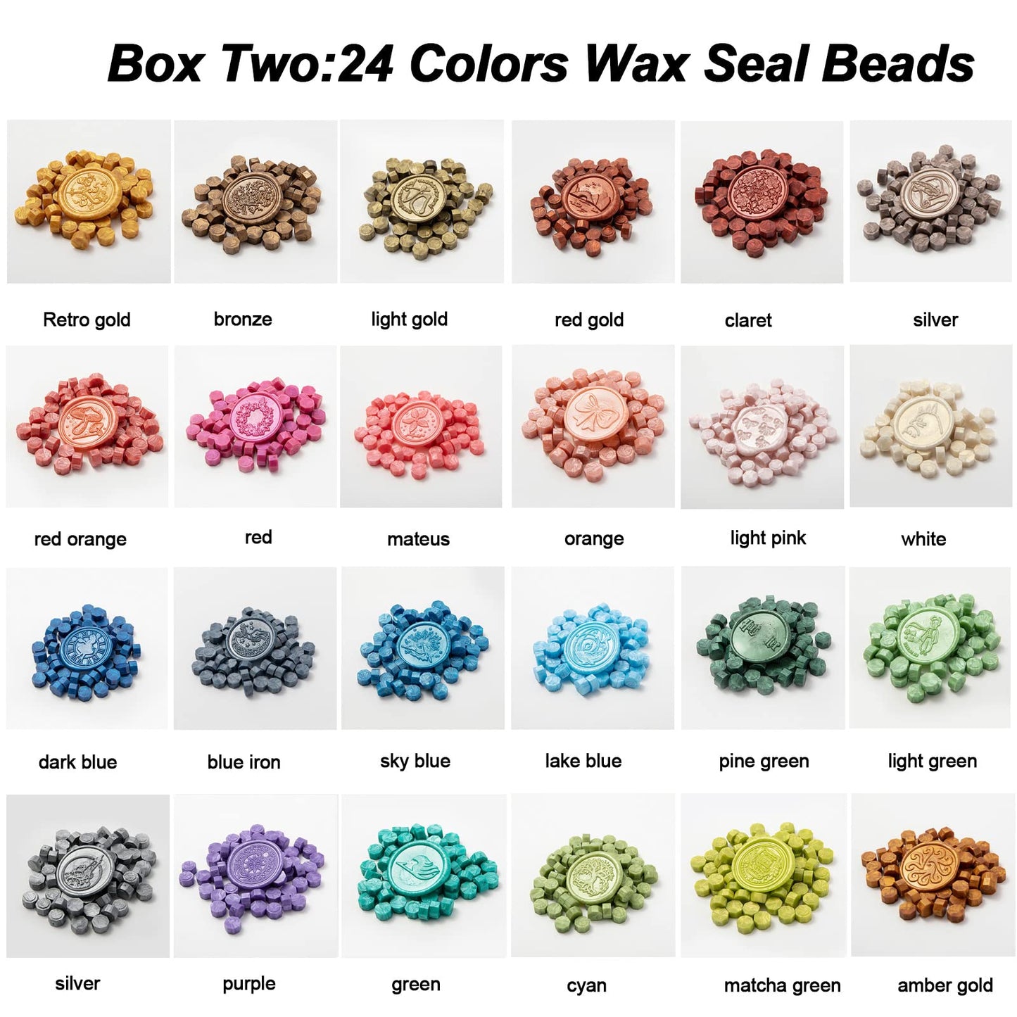 Wax Seal Stamp Kit with Gift Box,48 Color 1200 Pcs Wax Seal Beads with 2 Pcs Wax Seal Stamps, Sealing Wax Warmer, Metallic Pen and 10Pcs Tea Candles for Wedding Invitations Wrapping Christmas Letters