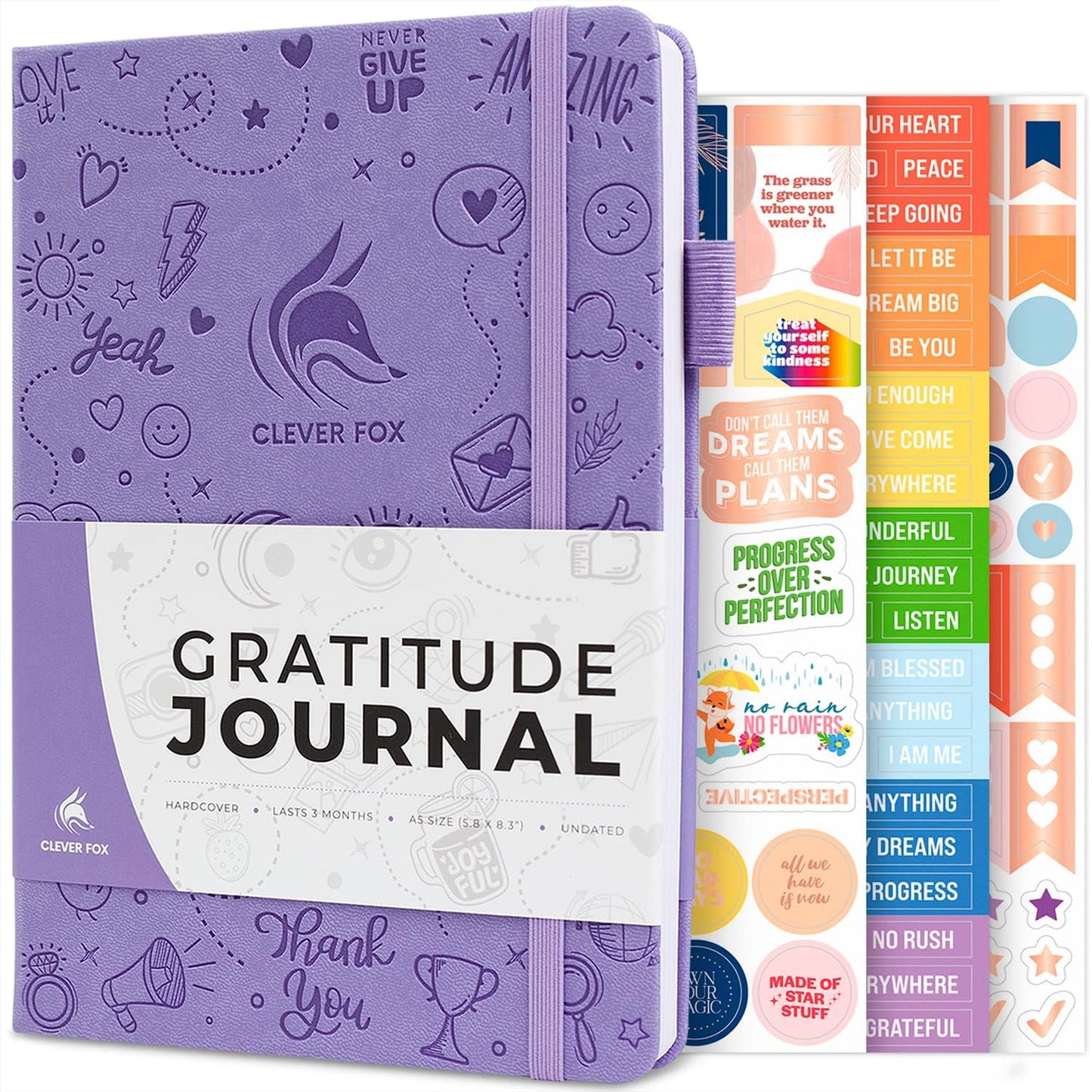 Clever Fox Gratitude Journal – Happiness, Positivity & Affirmation Daily Journal for Women & Men – Inspirational Notebook for Positive & Grateful Mind – 3 Months Undated – A5 Hardcover, Lavender