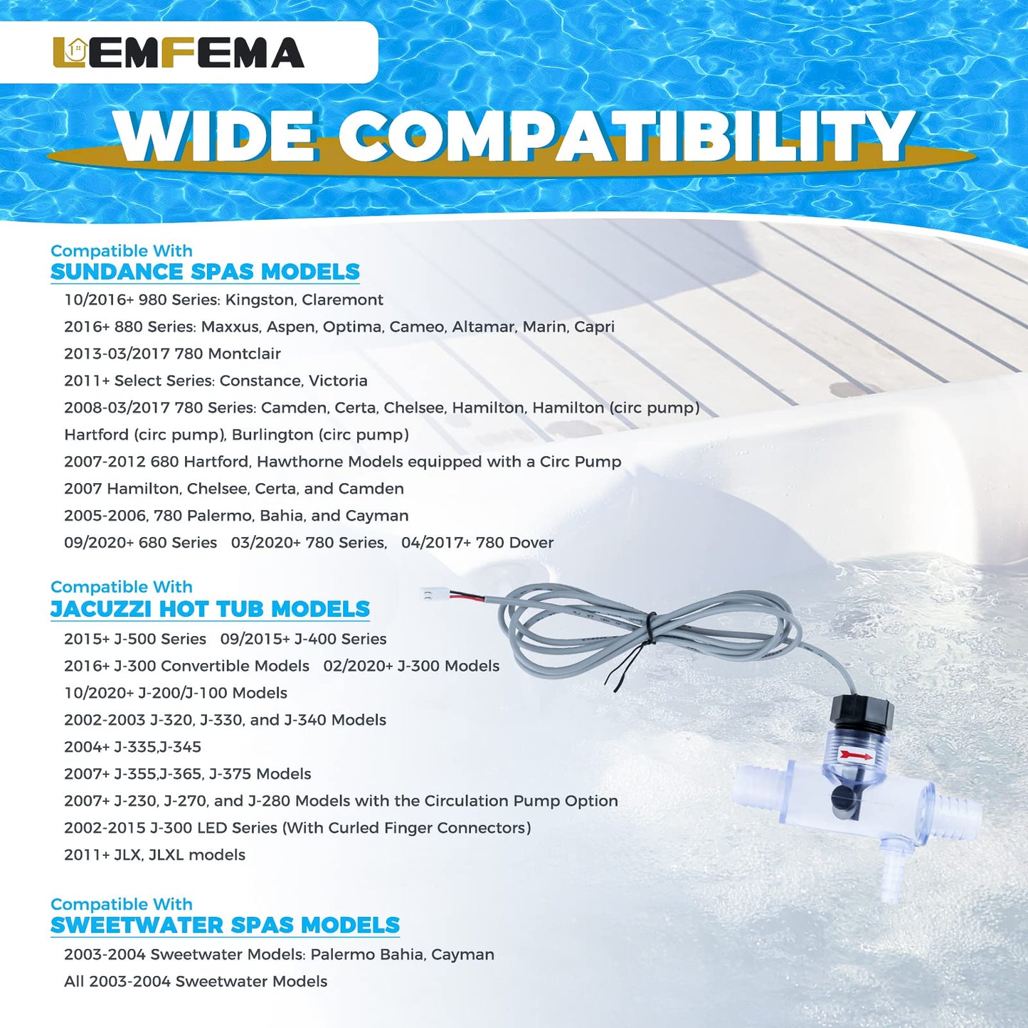 Lemfema 2560-040 Flow Switch Complete Assembly Replacement Part for Sundance Spas, Jacuzzi Hot Tub and Sweetwater Spas, Q-12DS-C2