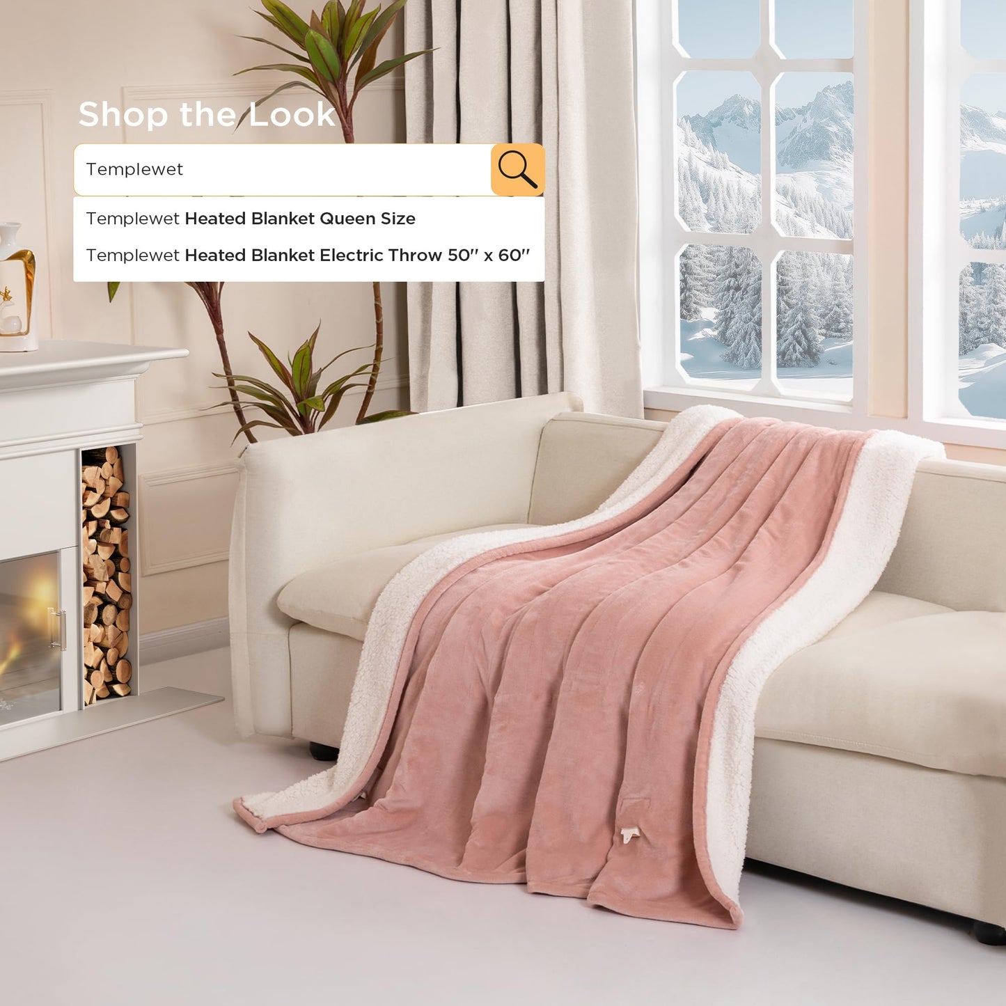 Templewet Heated Blanket Electric Throw 50" x 60" -Heated Throw Blanket with 4 Heating Levels & 3 Hours Auto Off,Machine Washable,ETL & FCC Certification,Over-Heat Protect（Candy Pink）