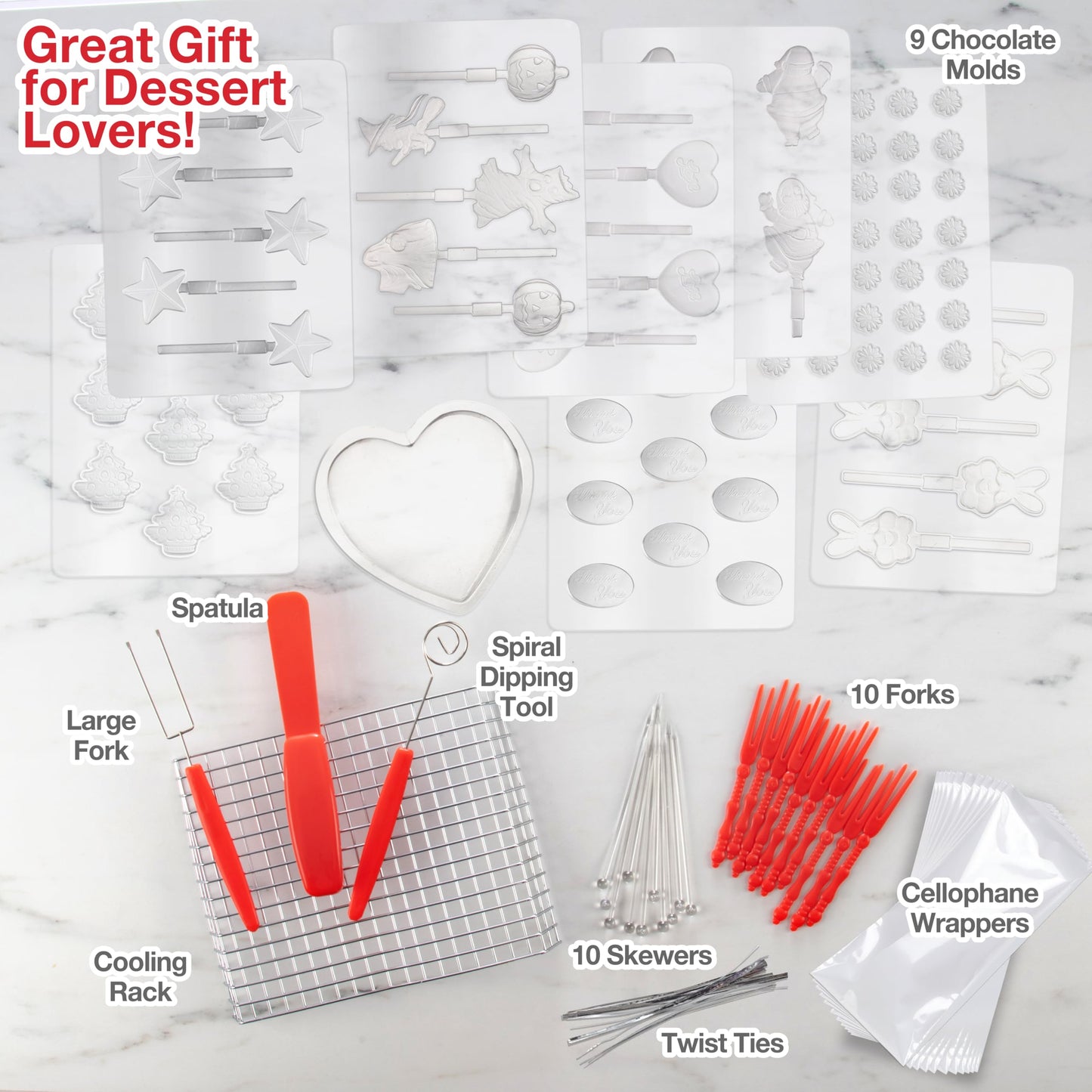 Dual Electric Chocolate Melting Pot Set- Candy Making or Fondue Fountain Kit w/ 30 Bonus Accessories-Dip Strawberries & Marshmallow Snacks- 4th of July Summer S'Mores Maker- Party Appetizers Desserts