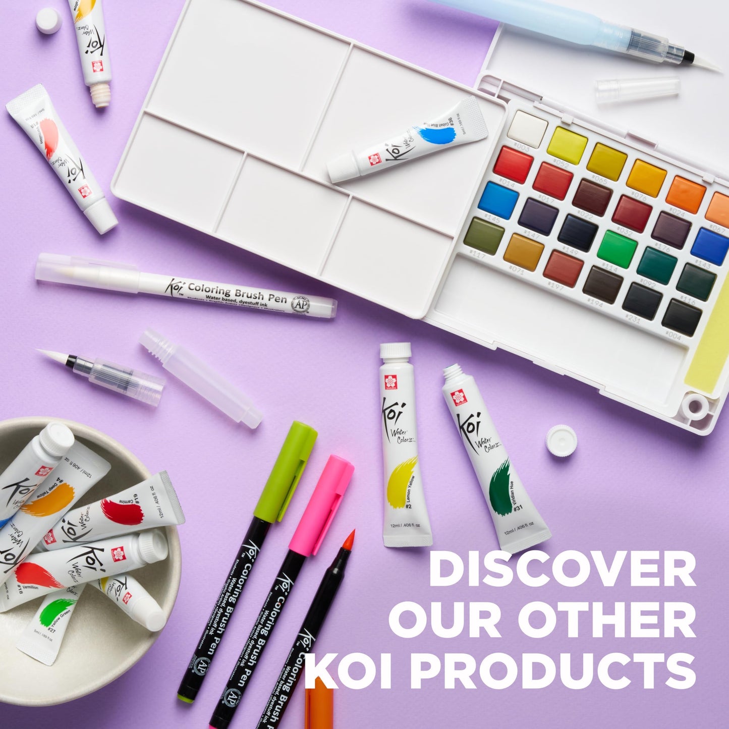 Sakura Koi Pocket Field Sketch Kit Creative Art Colors - Watercolor Sets for Painting On the Go - 24 Unique Colors - 1 Water Brush - 2 Sponges - 1 Mixing Palette
