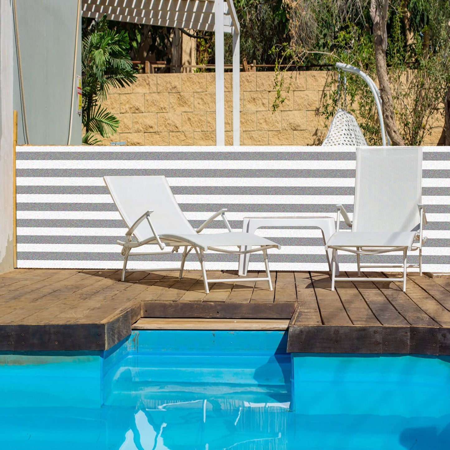 Balcony Privacy Screen Cover, 3ft *16.5ft Fence Privacy Screen Mesh Windscreen UV Protection Weather-Resistant for Balcony, Deck, Patio, Porch, Railing, Garden-Include Cable Ties (Grey and White)