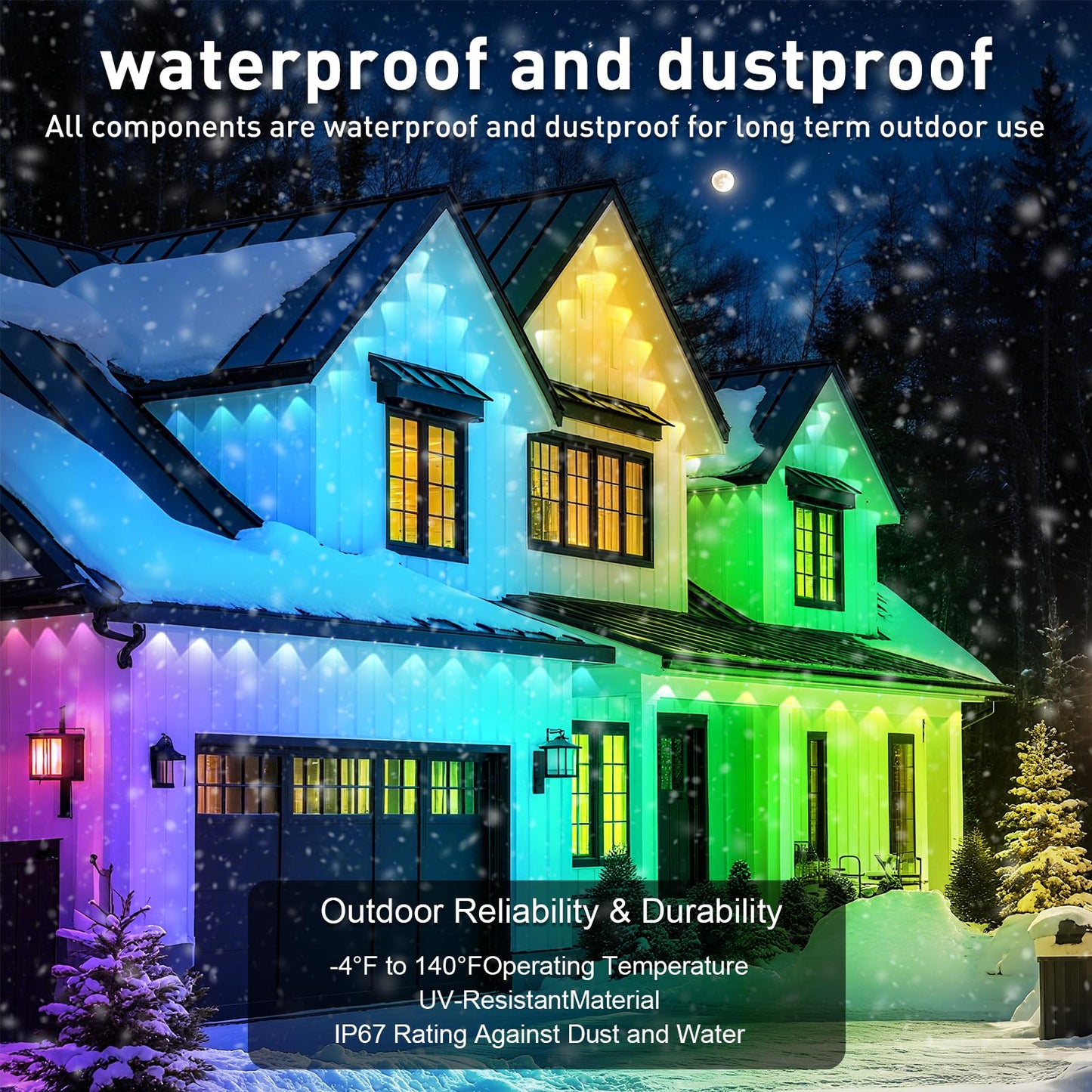 CETELUMA 150FT Permanent Outdoor RGB Lights - IP67 Waterproof with Smart App Control Remote,Music Synchronization,Eaves Lights for Garden Decor,Christmas