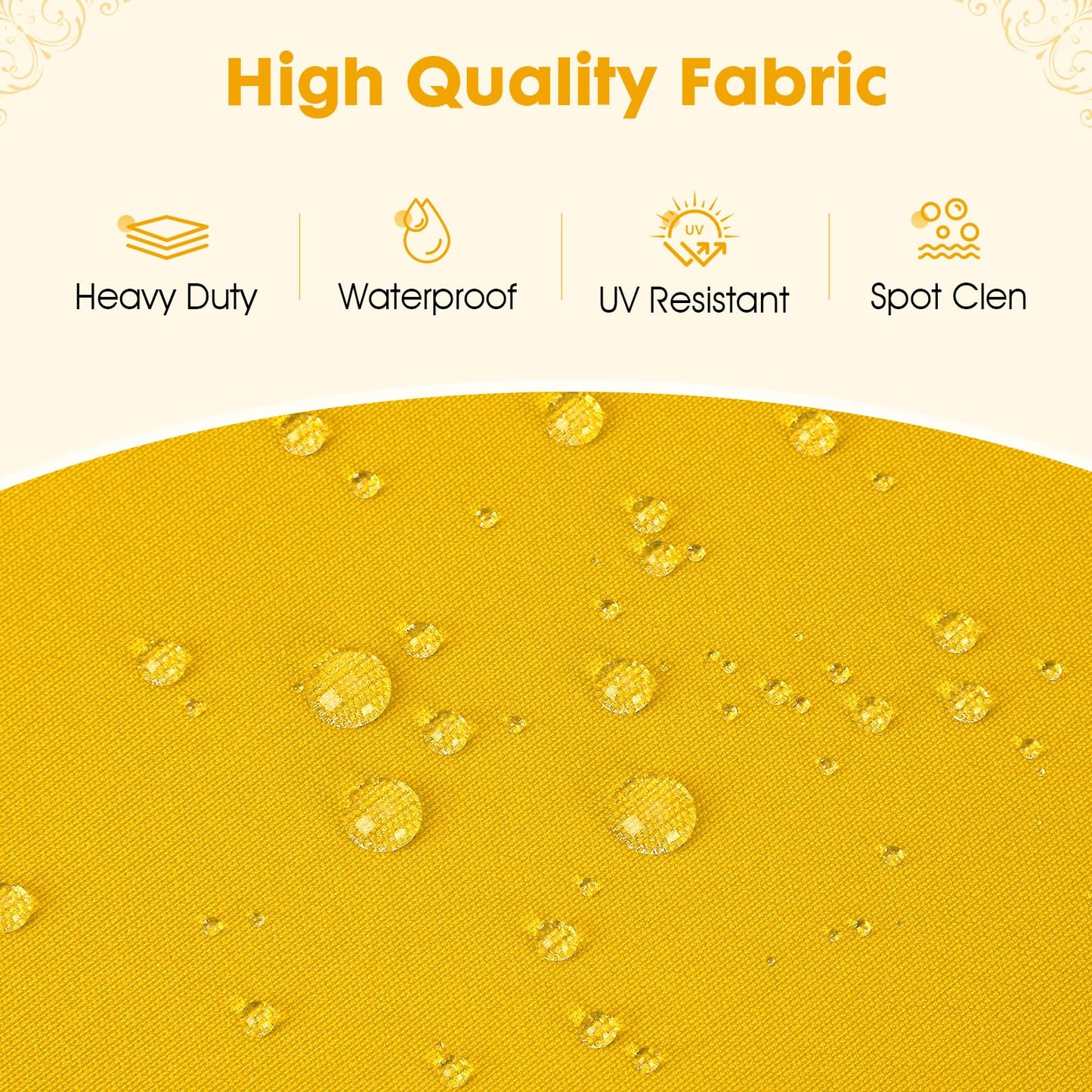 LA COUSSIN Outdoor Chair Cushions Fade Water Resistant, Patio Furniture Cushions with Non-Slip Ties,Square Cushions for Outdoor Furniture and Lawn Dining Chairs (Yellow, 18.5X16X3-4 Pack)