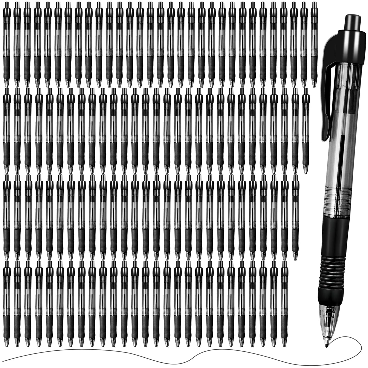 300 Pack Retractable Ballpoint Pens Bulk,1.0 mm Medium Point Click Pen Refillable Smooth Writing Rolling Ball Pens With Grip Ball Point Ink Pen for Journal Writing Office School Supplies(Black Ink)
