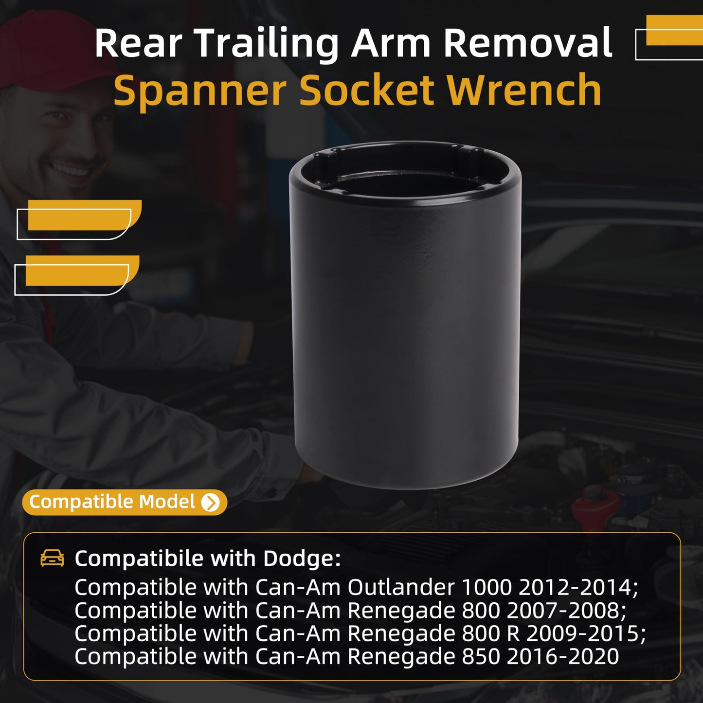 Rear Trailing Arm Removal Spanner Socket Wrench, Compatible with Can-Am Outlander 1000 2012-2014; Compatible with Can-Am Renegade 800/800 R/ 2007-2020#OE 529035925 KP529035925