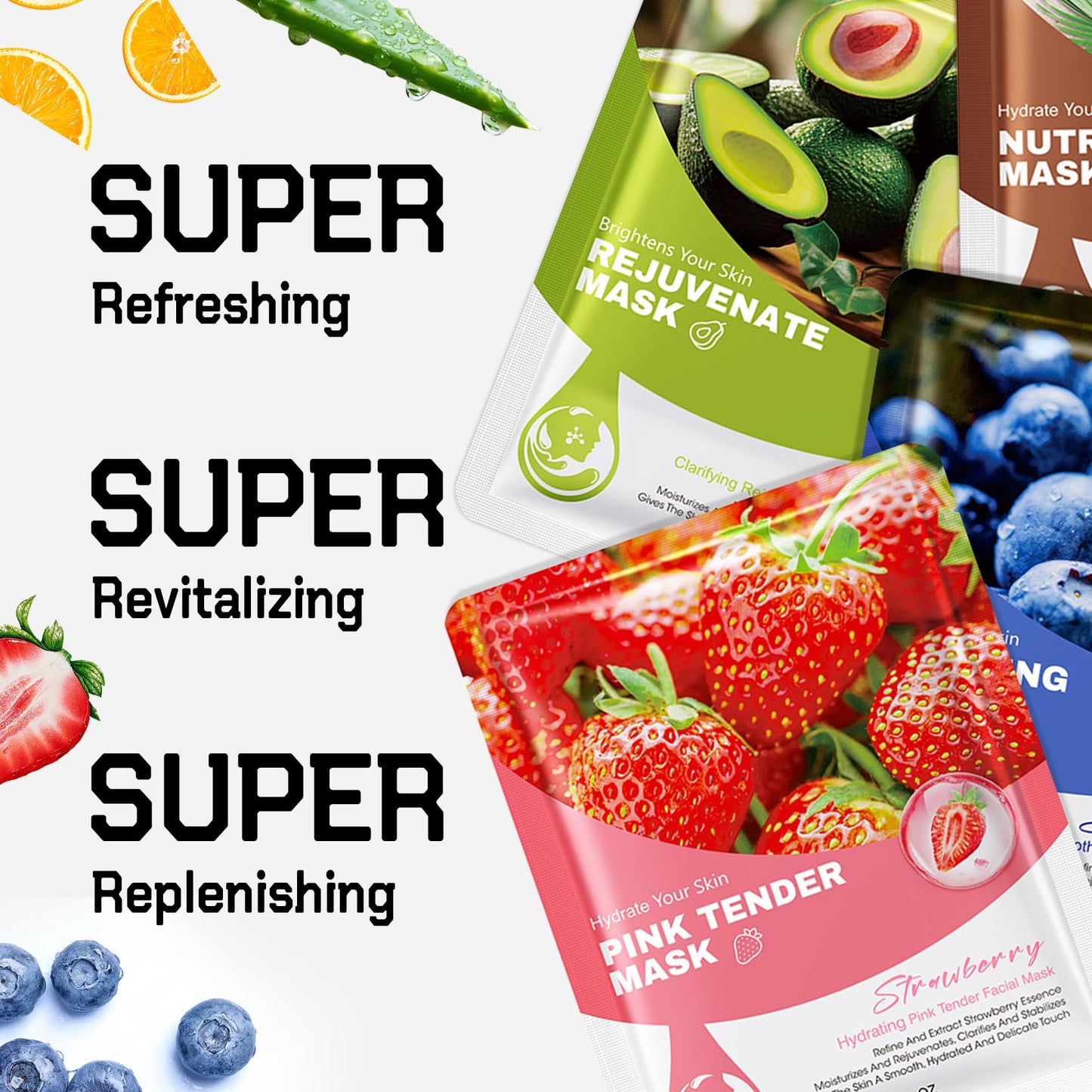 40 Pack Sheet Face Masks,Hydrating Facial Mask Set,Non-sticky Facial Sheet Masks Bulk,Long-lasting Moisturizing Facemasks,Birthday Party Spa Gift for Women and Men 14