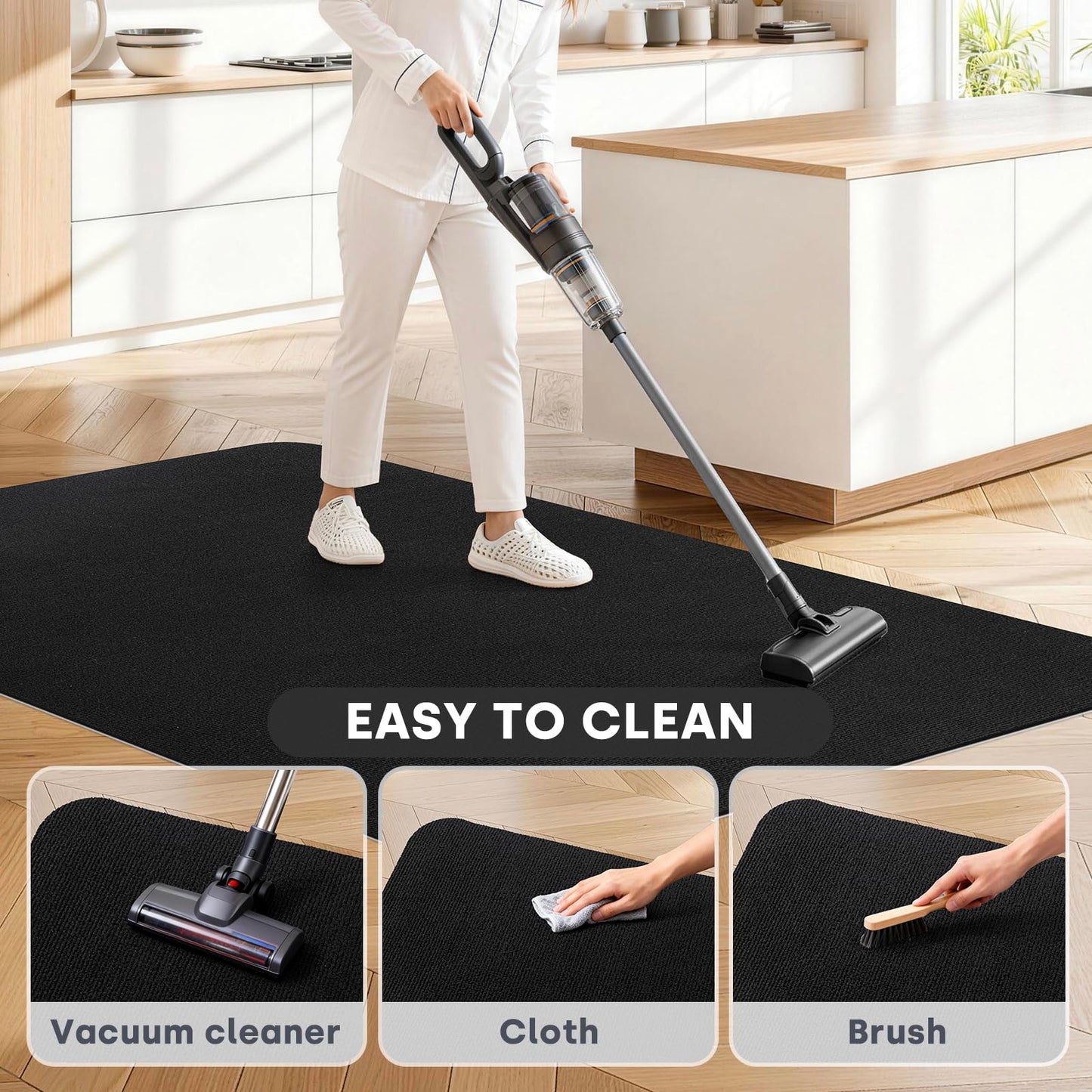 SHIEN Office & Gaming Chair Mat 100 X 140cm - PVC Carpet Floor Mat Non Slip, Desk Chair Floor Protector Rug Pad, Indoor Computer Chair Mat for Hardwood Floors & Home Office Use (Black, 100 * 140cm)