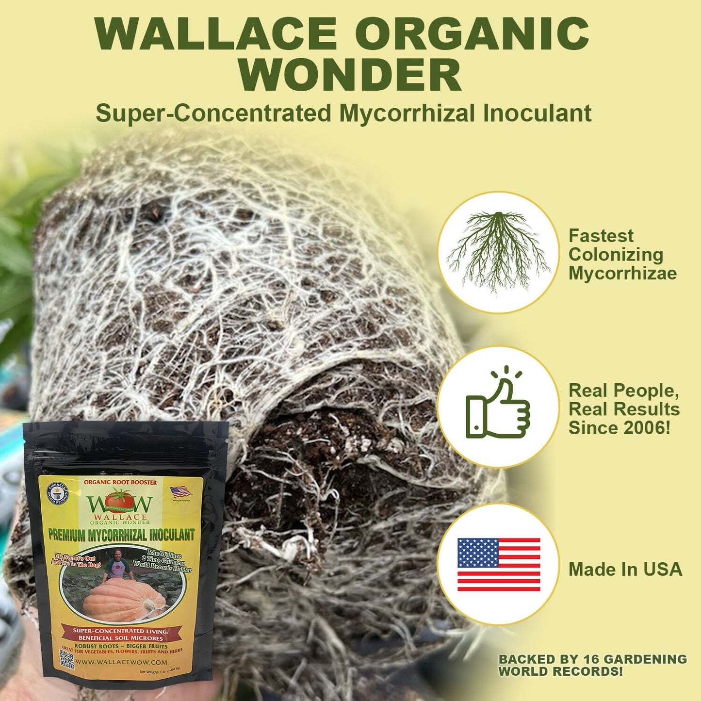 Wallace Organic Wonder Mycorrhizal Inoculant 1 Pound Mycorrhizal Fungi - Super Concentrated - Fresh Mycorrhizae for Plant, Garden Soil, & Potting