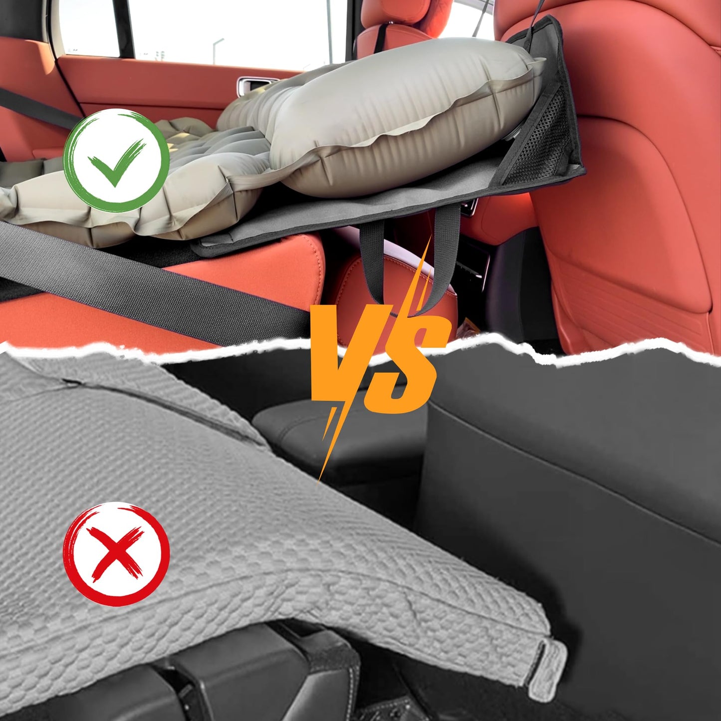 ONTYZZ Car Rear Seat Mattress Extension Plate Foldable Portable Mattress for Sleeping Car Back Seat Extender Increase Trunk and Car Bed Camping Space for Camping Car, Model3/Y/S