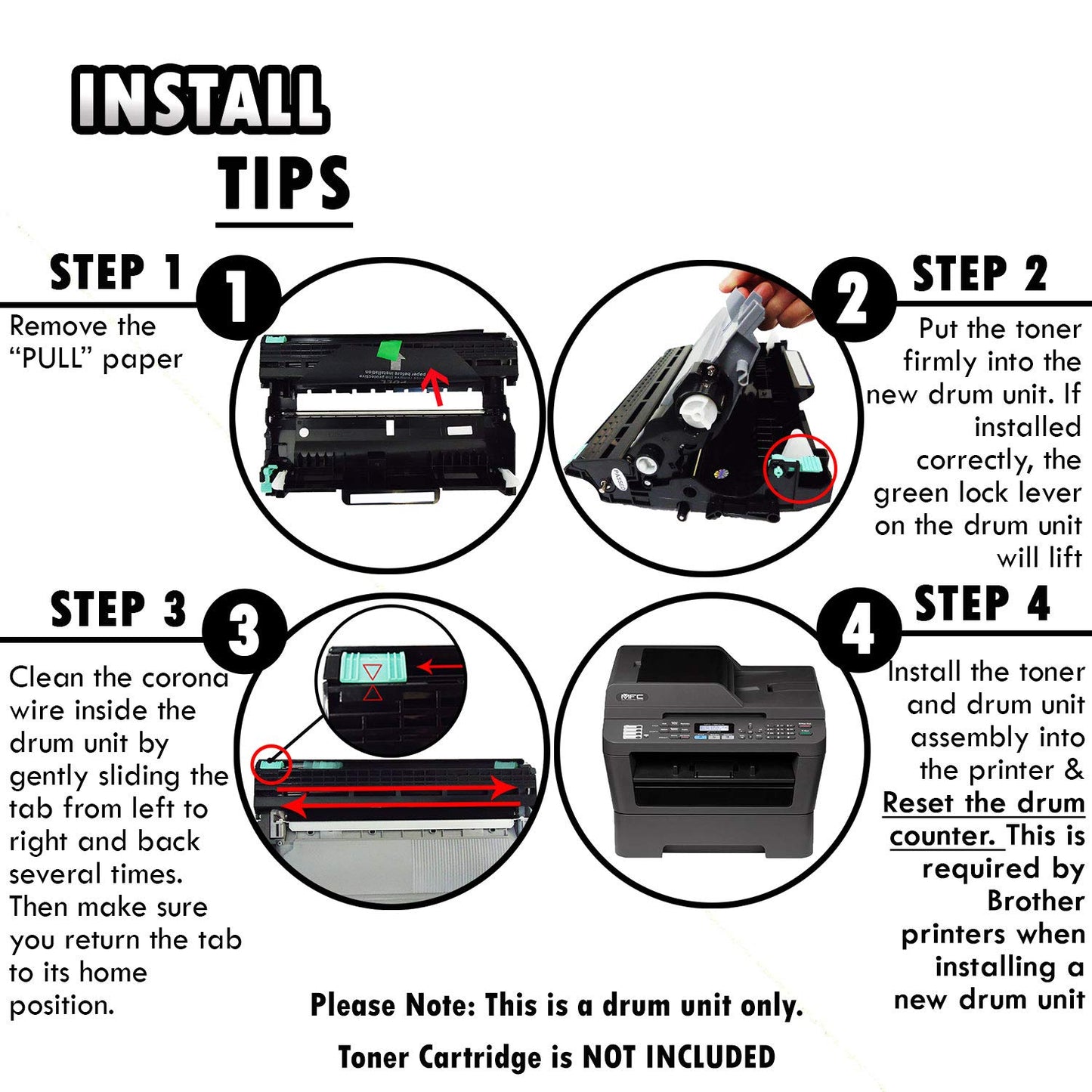 2 Inkfirst Compatible Drum Unit Replacement for Brother DR-420 DR420 DCP-7060D DCP-7065DN HL-2220 HL-2230 HL-2240 HL-2240D HL-2270DW HL-2280DW IntelliFax 2840 2940 MFC-7240 MFC-7360N MFC-7365 MFC-7460