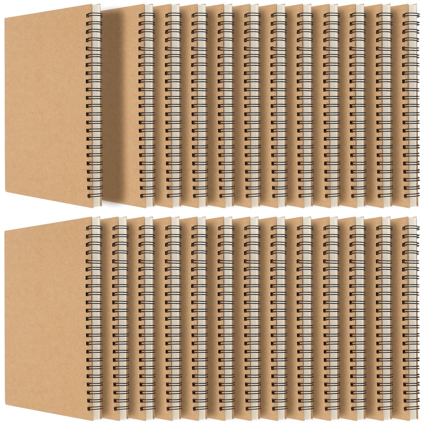 HOZEON 25 Pack A5 Unlined Spiral Notebook, 8.3 x 6 Inches Blank Sketch Books, Journal Notebooks with Kraft Cover, 100gsm Notepads Bulk for Office, School, Travel, 60 Sheets / 120 Pages, Brown