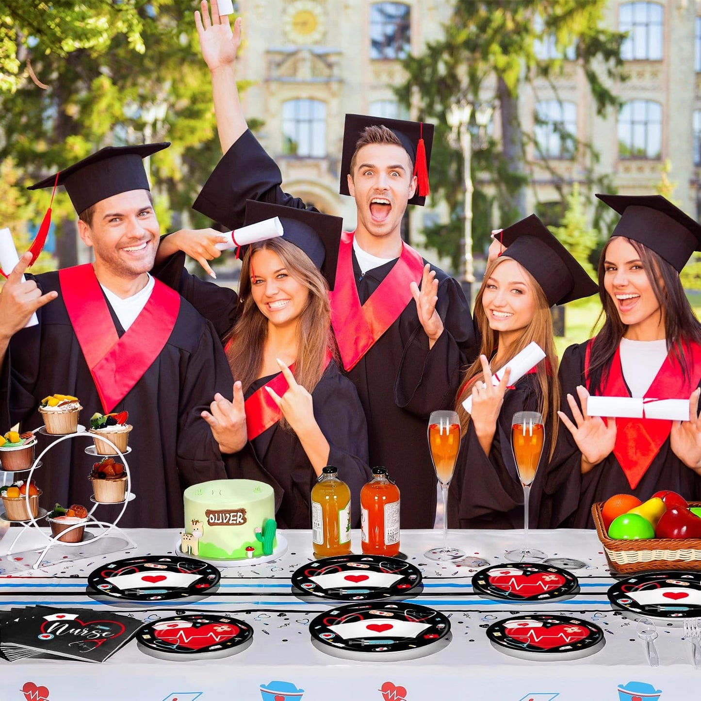 200 Pcs Graduation Nurse Party Decorations Doctor Nurse Week Party Plates Include 9 Inch 7 Inch Paper Disposable Plates Lunch Napkin Medical Birthday Party Tableware Set for Nursing School(Black)