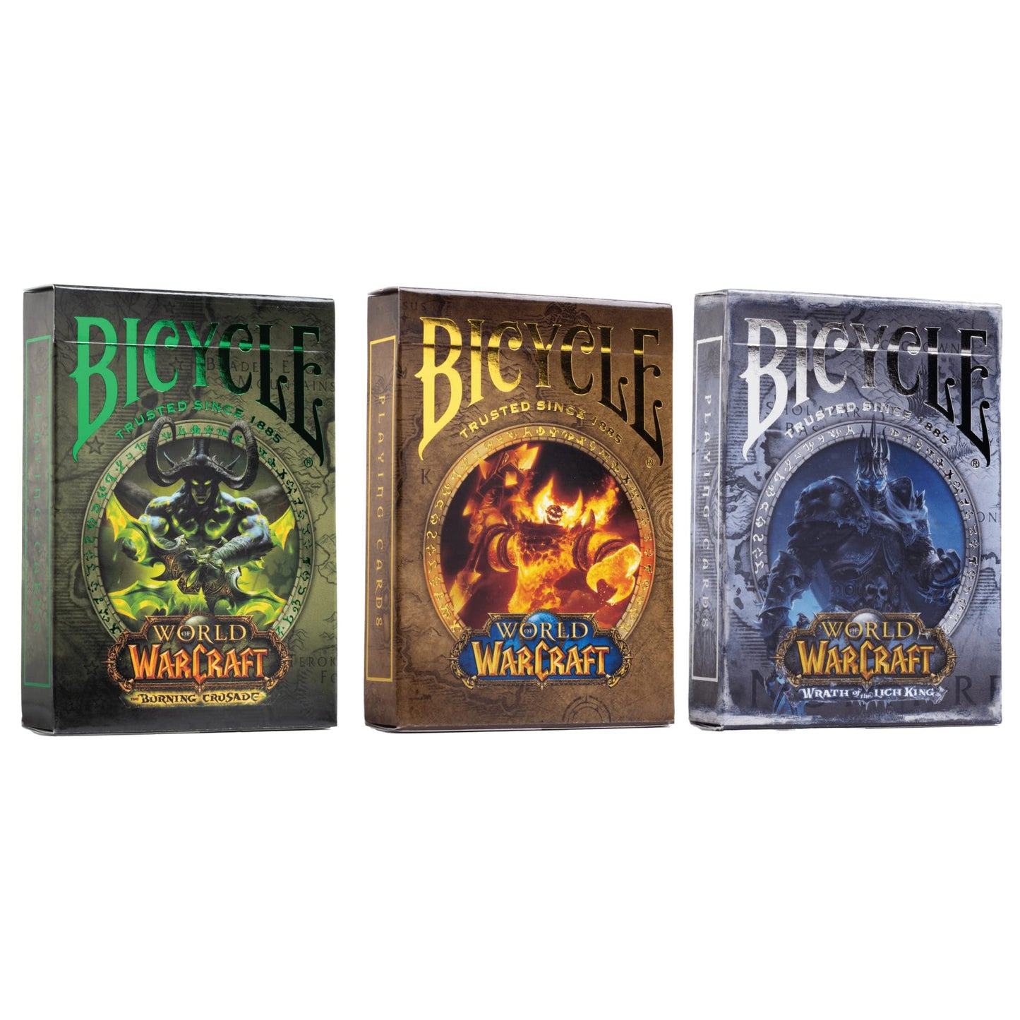 Bicycle Playing Cards | World of Warcraft with Acrylic Collectors Case | 3-Deck Collection | Classic, Lich King and Crusade | with 3-Deck Acrylic Display Case