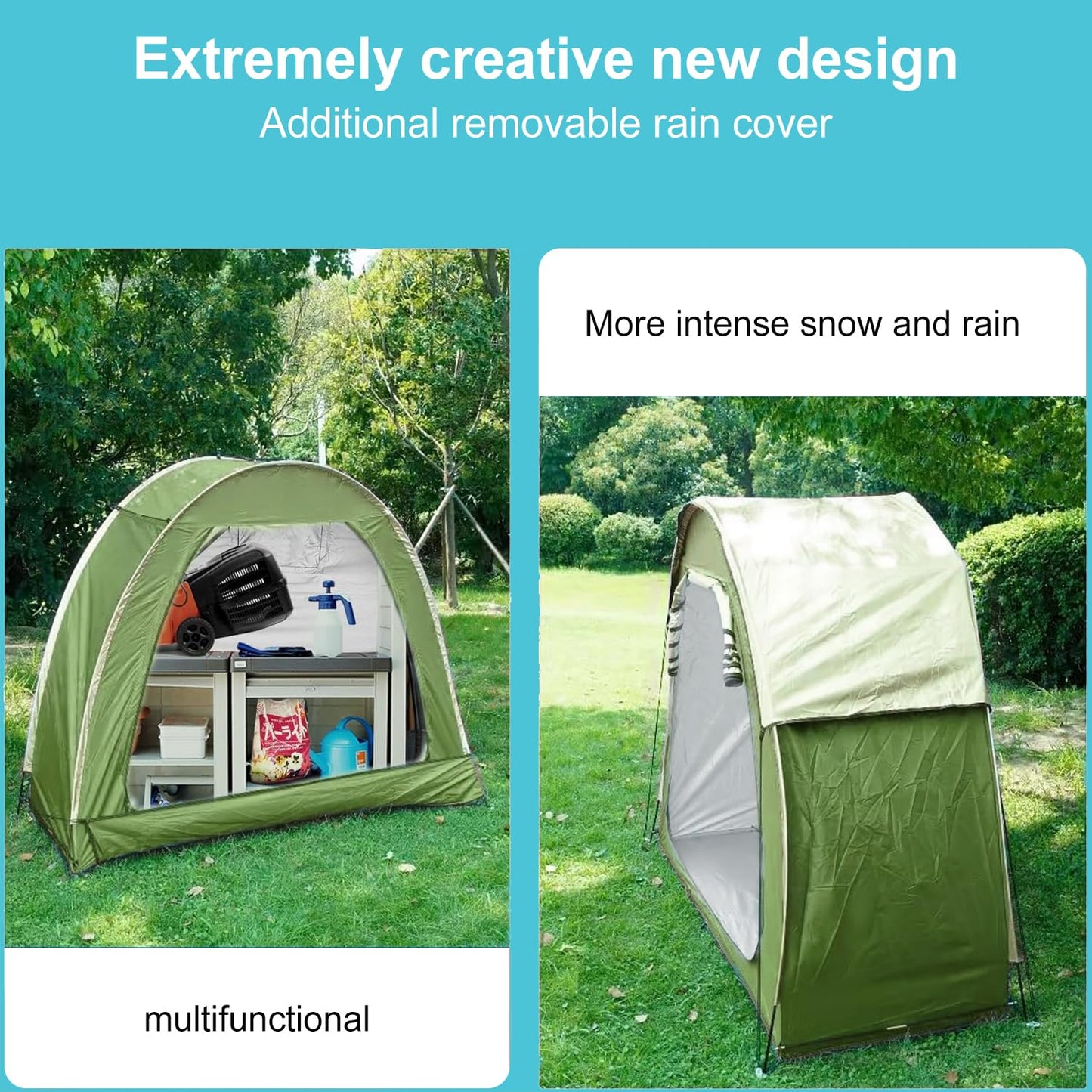 Bike Storage Tent Portable & Waterproof Bicycle Shed for 2 Bikes with Rain Cover, Heavy Duty Outdoor Bike Shelter Cover Backyard Storage