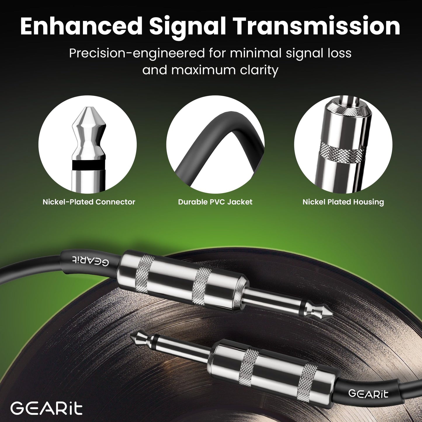 GEARit Professional Speaker Cable (50ft) 12AWG Pure Copper 1/4 inch to 1/4 inch TS Straight Male to Male for Amplifier, Speaker Cabinet, PA and DJ Audio