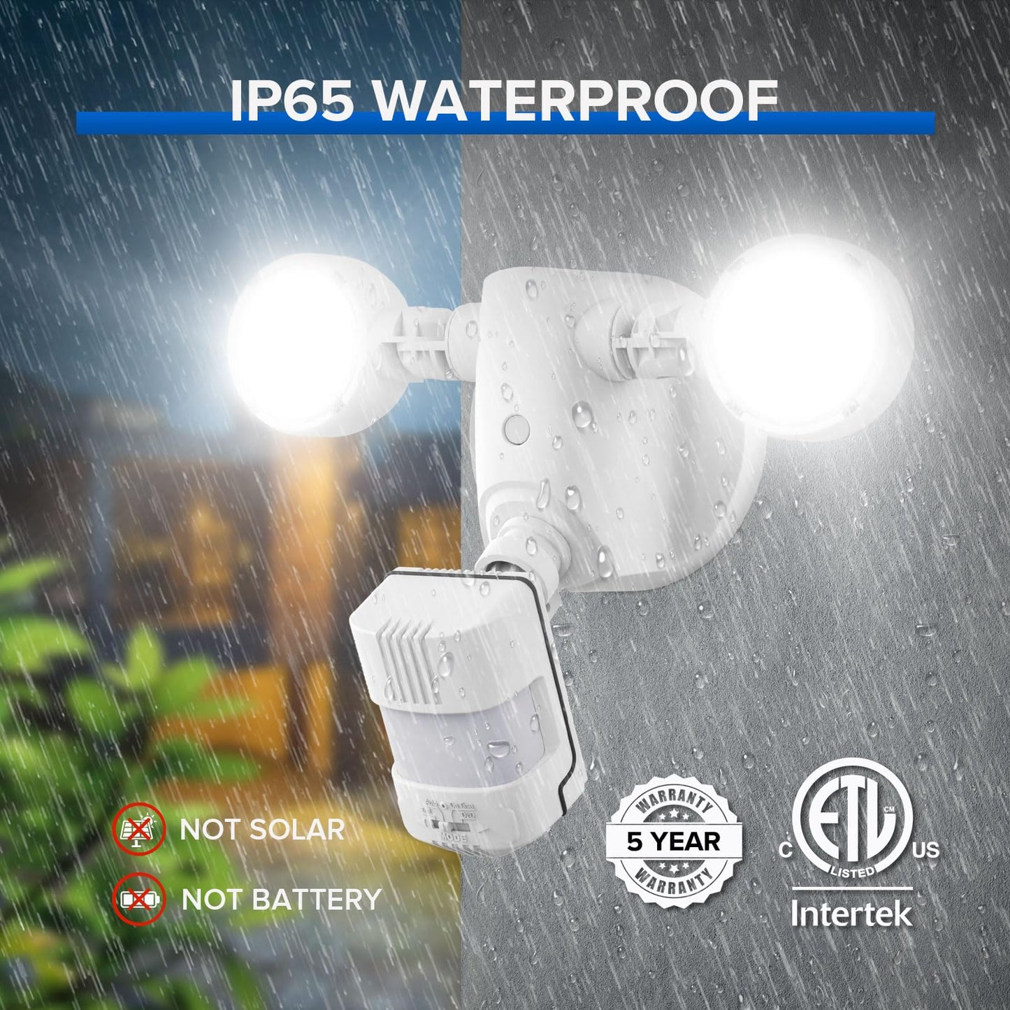 SANSI LED Security Lights Motion Sensor Light Outdoor, Dusk to Dawn Flood Light Outdoor, 15W 2000lm 5000K Motion Light, IP65 Waterproof Motion Sensor Flood Light Exterior Light, White
