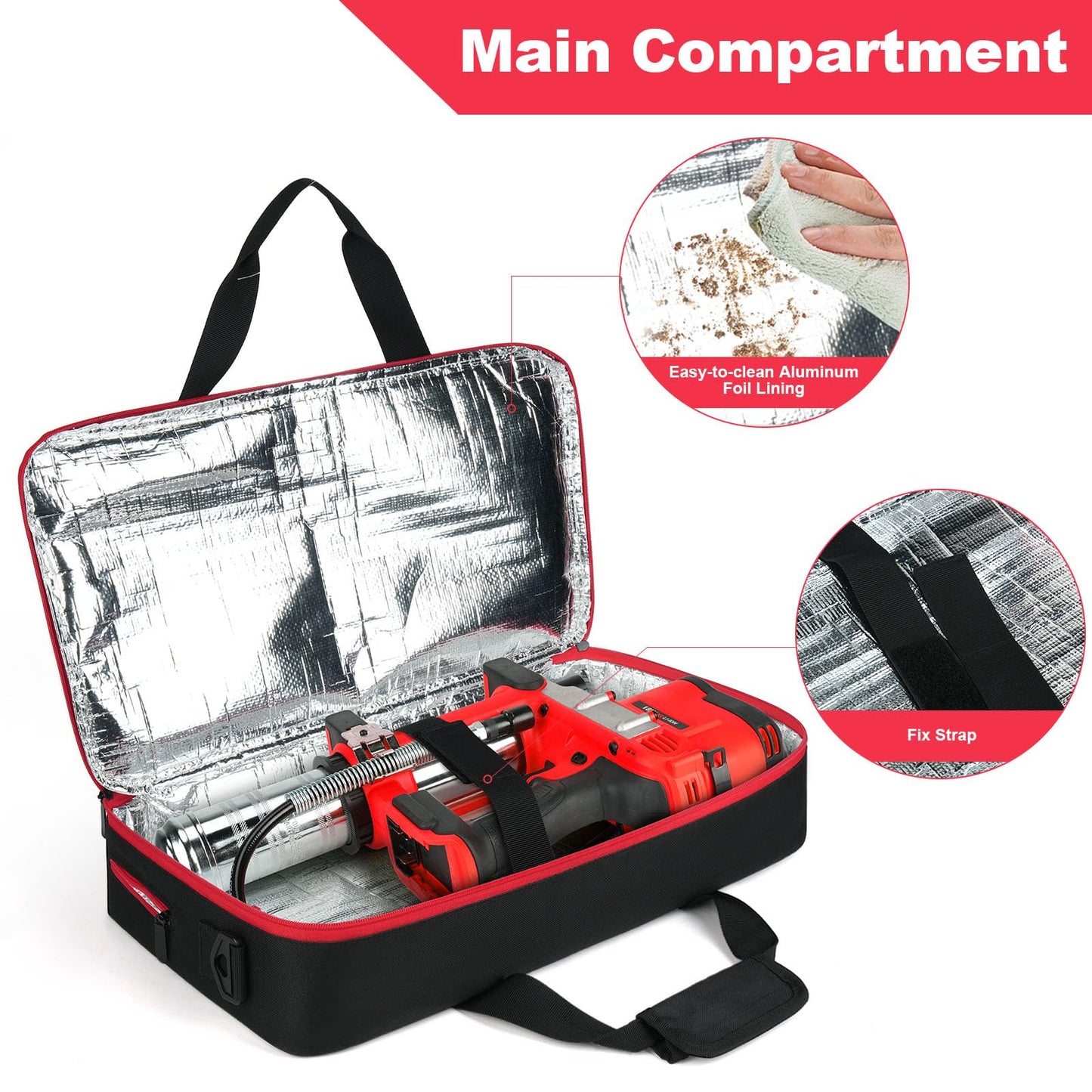 Grease Gun Case Compatible with Milwaukee M18 2646-20/Milwaukee M12 2446-20/Dewalt DCGG571B Grease Gun Kit, Portable Carrying Bag Compatible with Milwaukee M18 Battery and Charger, Case Only