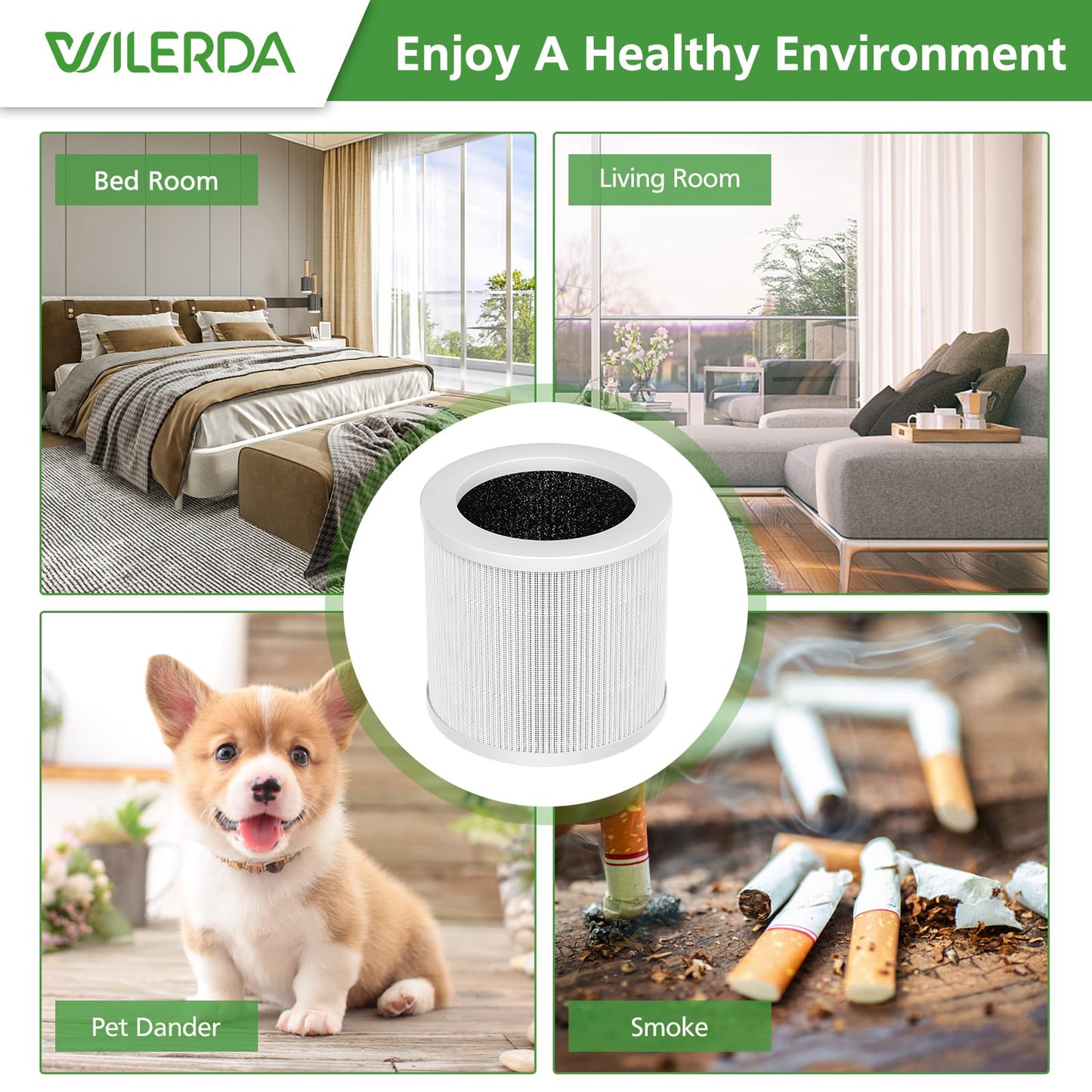 2 Pack A1 Replacement Filter Compatible with VEWIOR A1 Air Purifier, AMEIFU AP01W, KOIOS HQKJ-50 Air Pur ifier, 3-in-1 H13 True HEPA Air Cleaner Filter