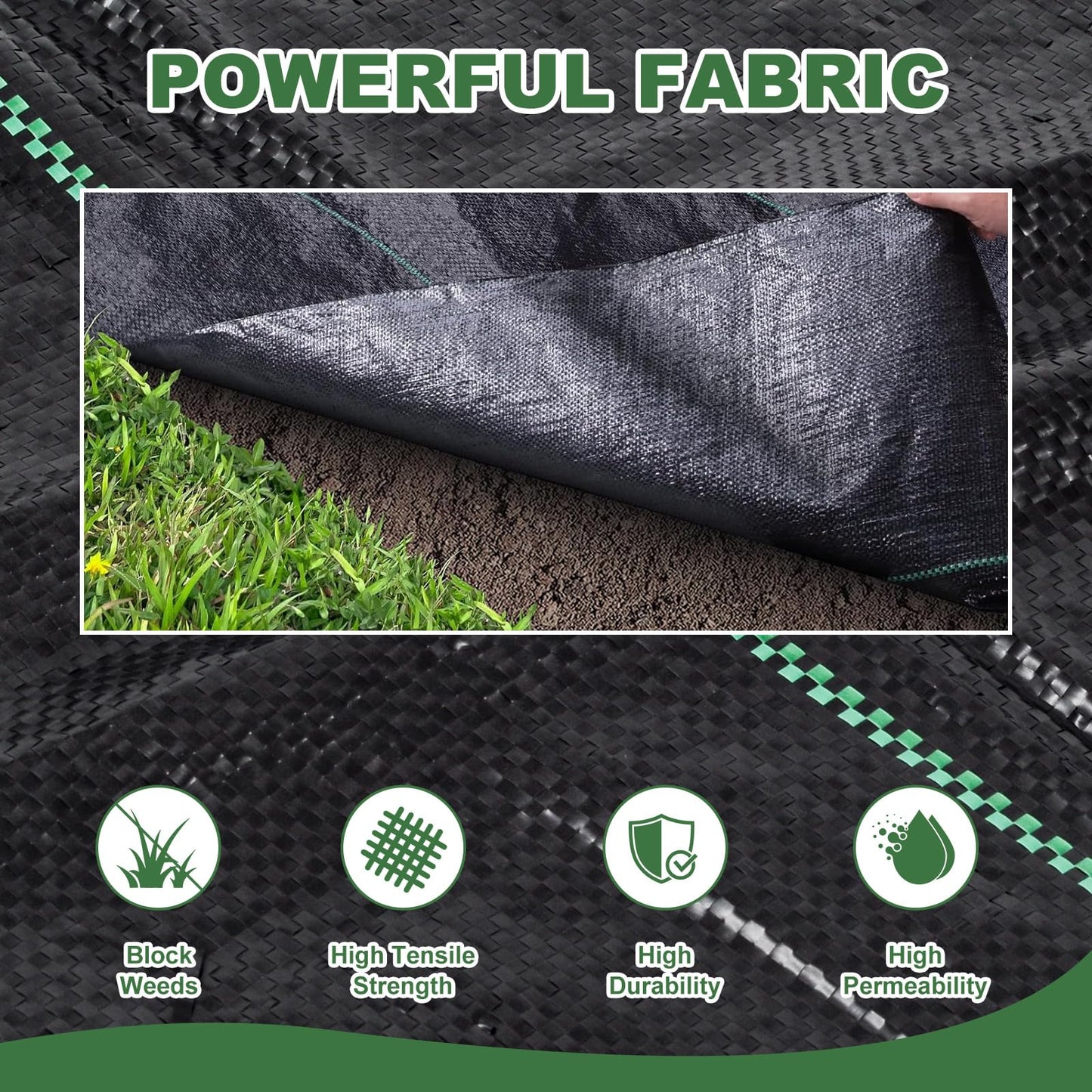 Weed Barrier Landscape Fabric 4ft x 100ft, 3.2oz Heavy Duty Grade Woven Weed Ground Cover, High Permeability Durable Weed Control Mat for Gardening, Farming & Commercial Landscaping