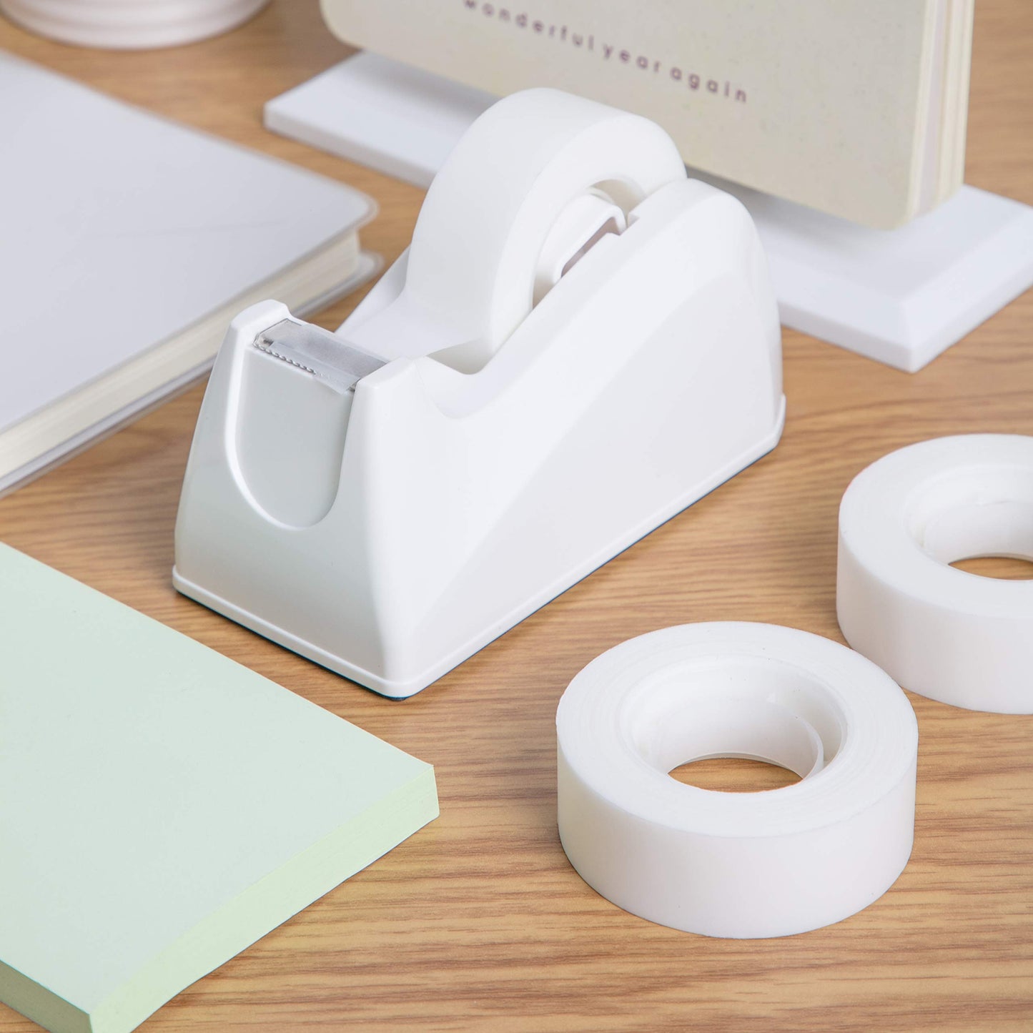 Amazon Basics Matte Finish Tape with Desktop Non-Skid Dispenser and Refills, 3/4" x 1300" (36 yds), 16 Pack