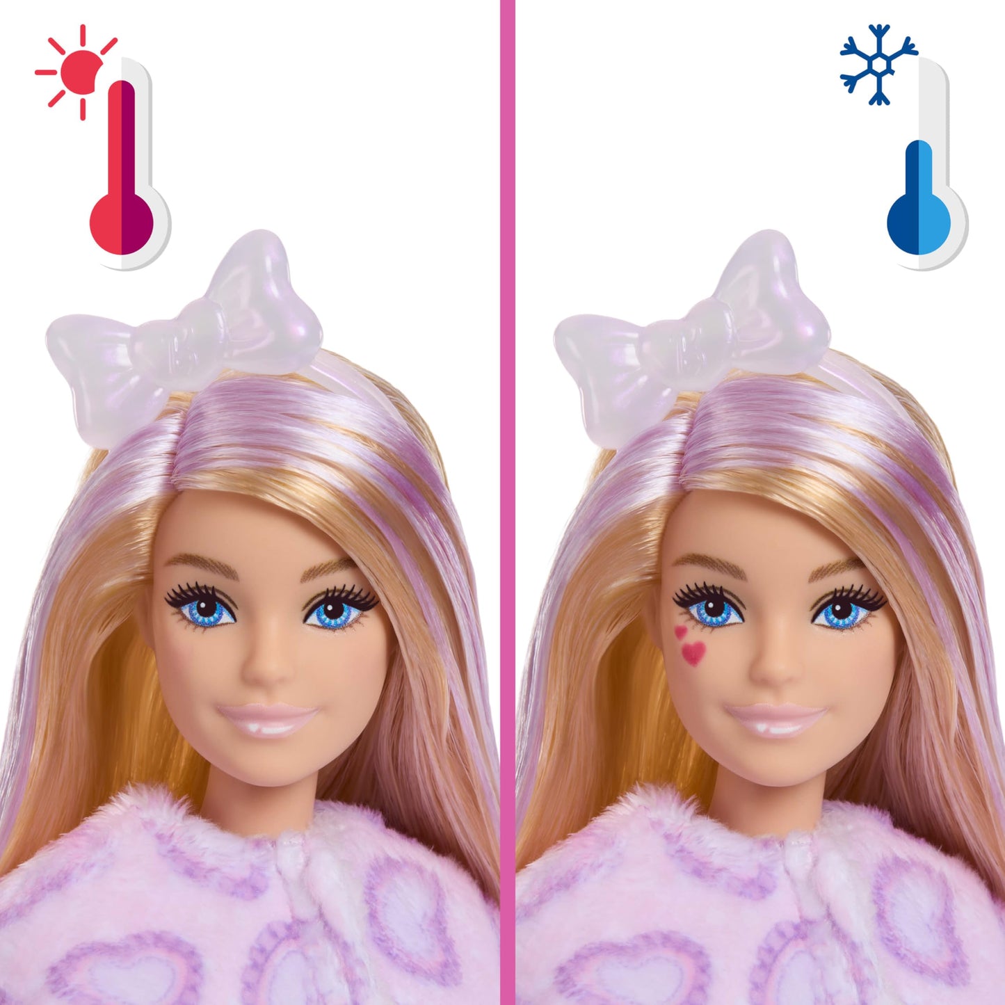 Barbie Cutie Reveal Doll & Accessories, Cuddly Series Kitten with 10 Surprises Including Color Change & Mini Pet