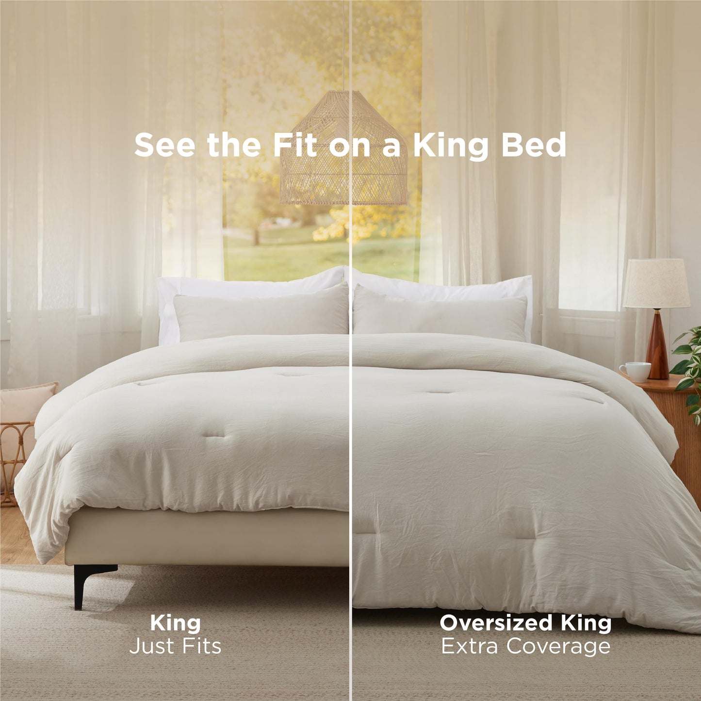 Bedsure Queen Size Comforter Set, Beige Soft Prewashed Bedding for All Seasons, 3 Pieces Warm Down Alternative Bed Set, 1 Lightweight Comforter (90"x90") and 2 Pillowcases (20"x26")