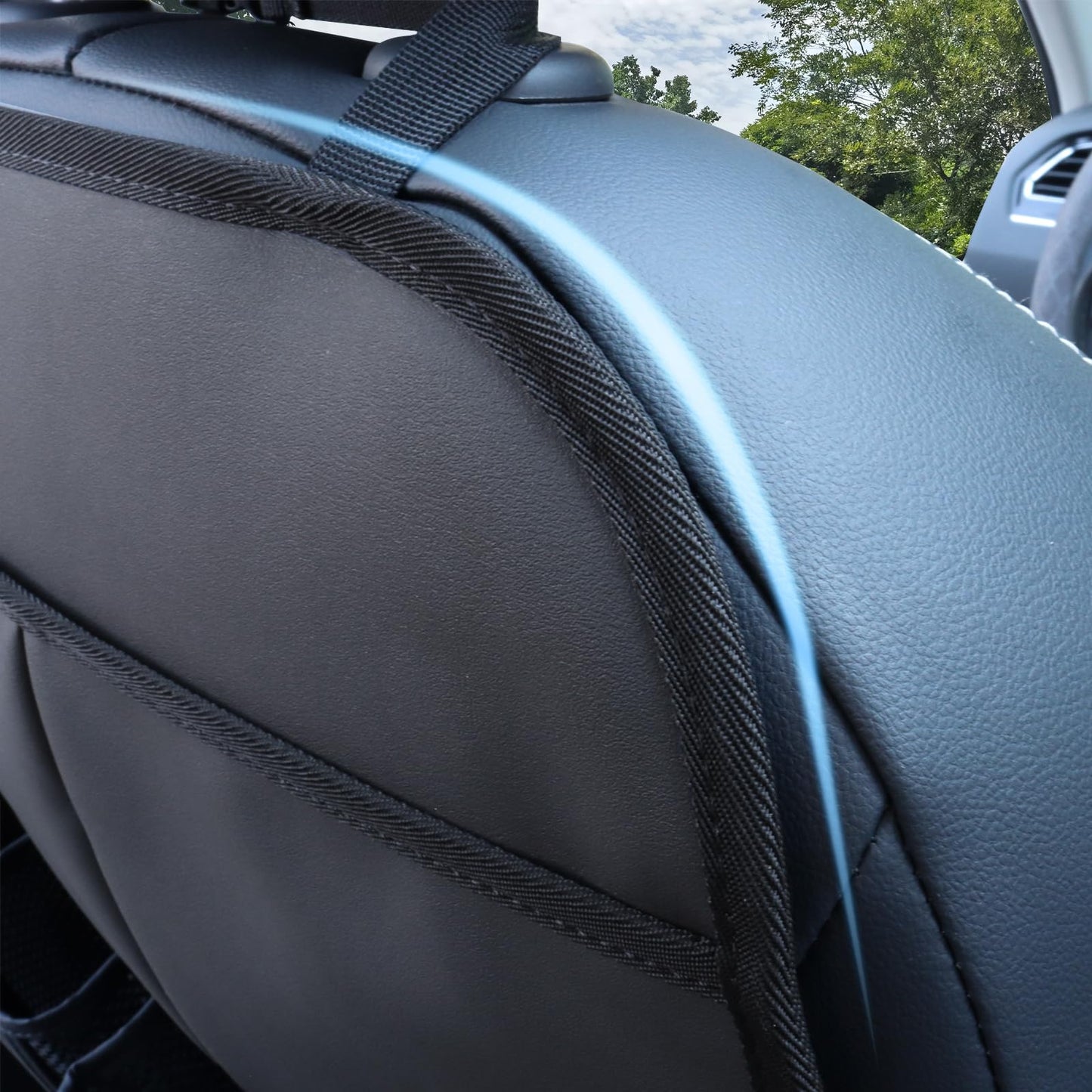 pefirst Car Backseat Organizer for Kids, Car Back Seat Storage Bag With 3 Pockets, 2 Drinks Holders, Water Resistant, Kids Toy Storage Kick Mat Back Seat Protector for Toddlers (Black 1-Pack)