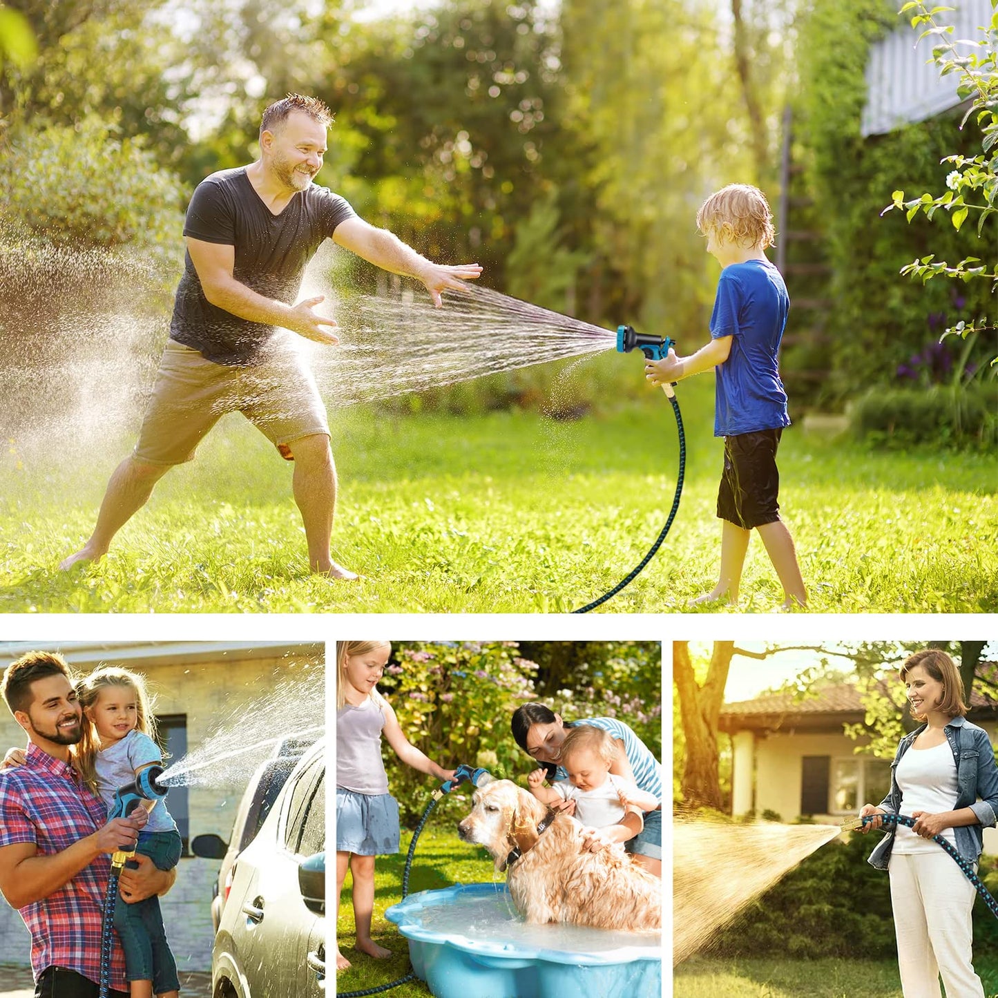 75 ft Expandable Garden Hose with 10 Spray Nozzle - Heavy Duty Superior Strength 3750D - 4 -Layer Latex Core - Expanding Water Hoses - Extra Strong Brass Connectors/Storage Bag