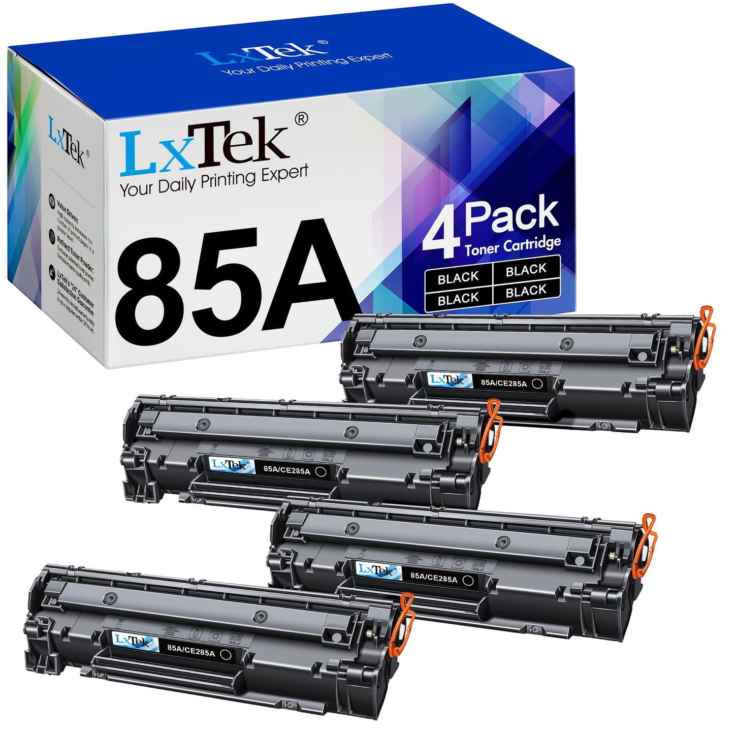 LxTek Compatible Toner Cartridge Replacement for HP 85A CE285A to use with LaserJet Pro P1102W Pro P1109W M1212NF M1217NFW (Black, 4-Pack)