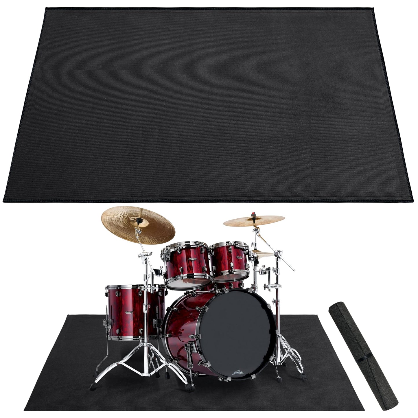 Invech 4 x 6 Ft Drum Rug, Black Drum Mat with Non-Slip Grip Bottom, Soundproof Drum Floor Mat for Electrical Drum, Drum Accessories Gift for Drummers