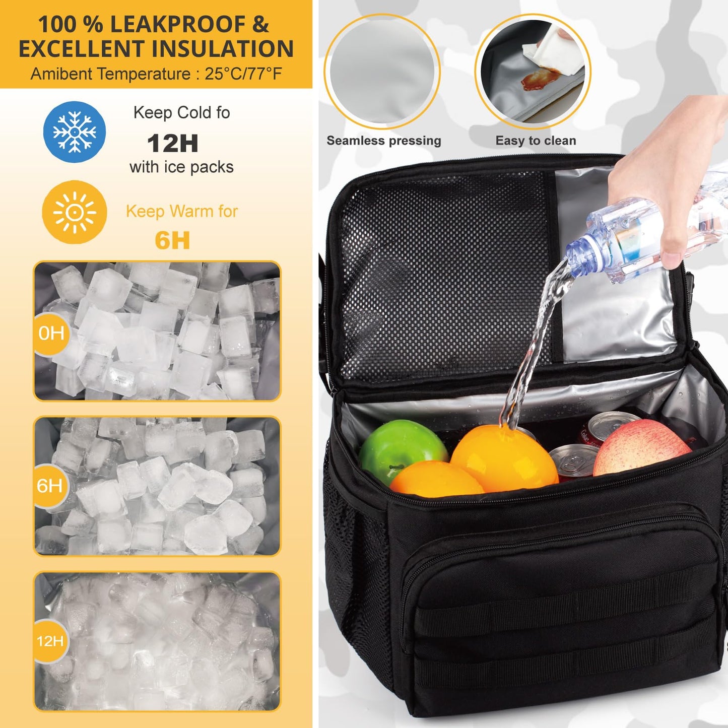 Tactical Double Deck Cooler Backpack for Men,Large Lunch Backpack with 2 Compartment,Soft Cooler Bag Water-Resistant Leak Proof Cooler Bag Beach Picnic