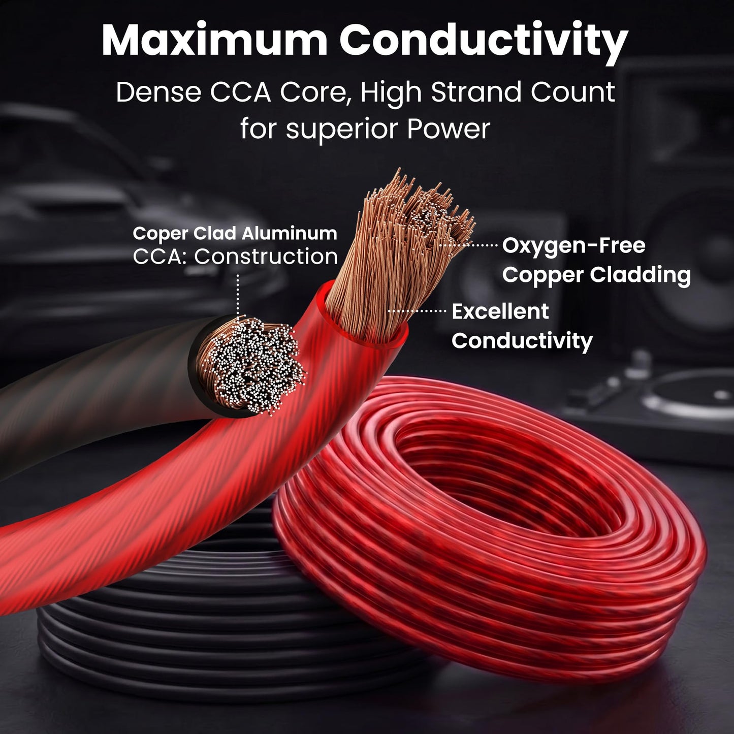 GEARit 8 Gauge Wire, for Automotive Power/Ground, Battery Cable, Car Audio, RV, Amp, CCA, Automotive Wire, Amp Kit, Battery Cables, Wiring Kit, (25 feet Each- Black/Red)