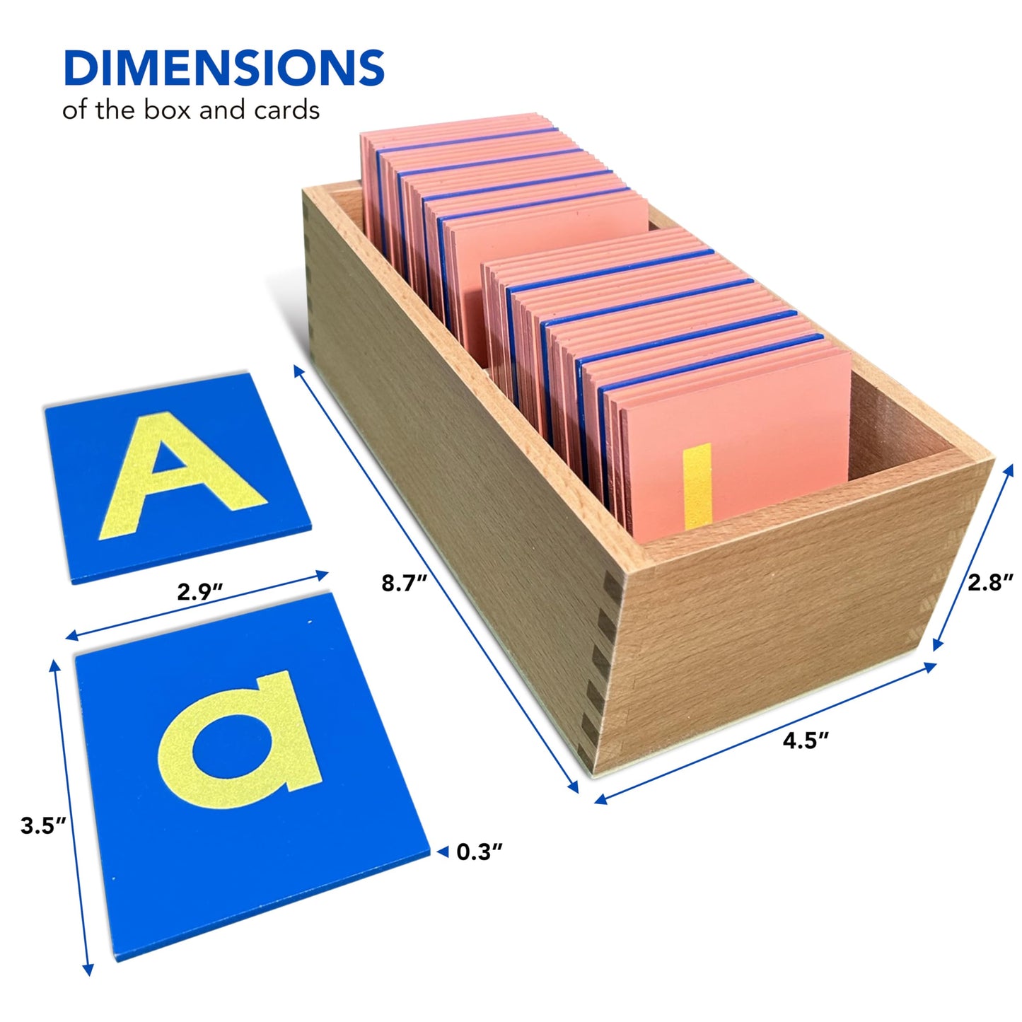 Delmach Montessori Sandpaper Letters | Lowercase and Uppercase | PP Wood Tiles | Vowel Consonant Color Coded | Includes Storage Box