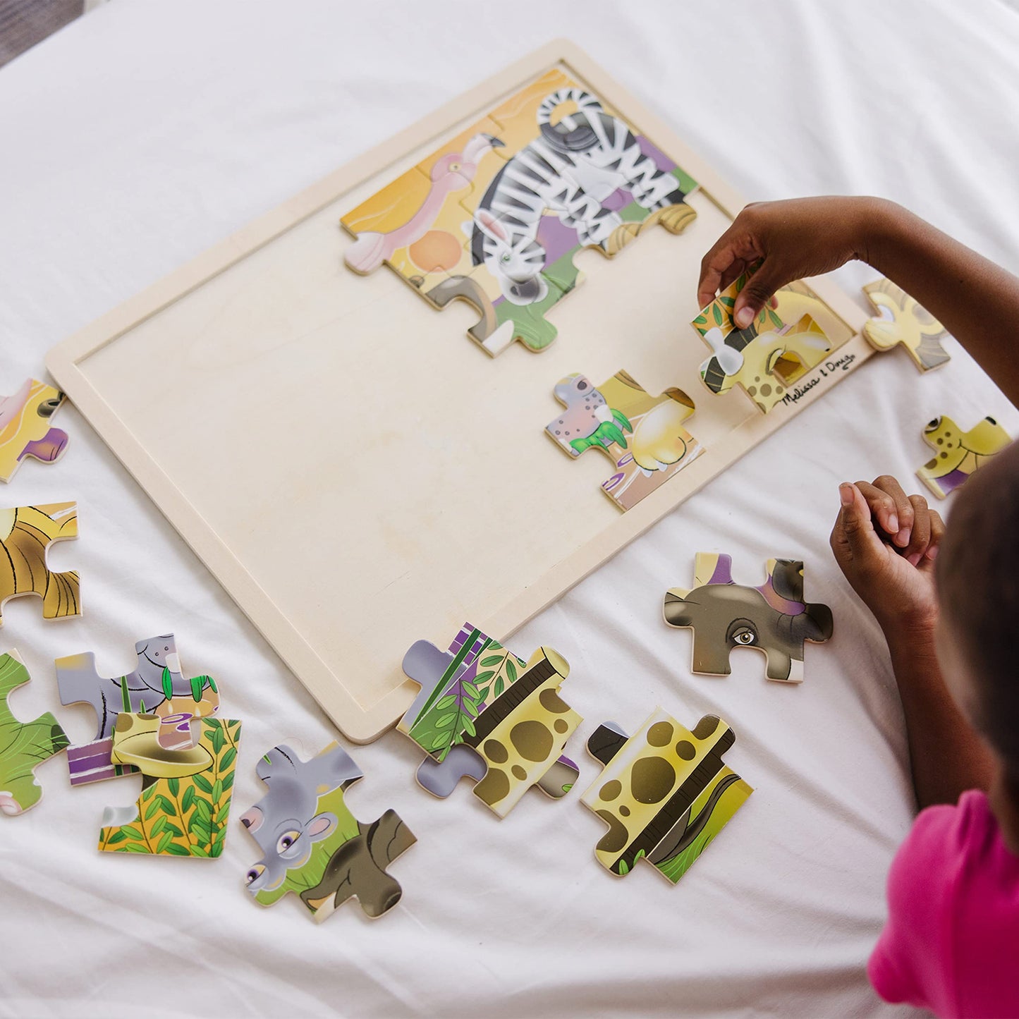 Melissa & Doug 3-Puzzle Jigsaw Set - Dinosaurs, Ocean, and SafariToddler Jigsaw Puzzles; Sea Creatures, Dinosaur, Animal Wood Puzzles for Kids Ages 3+