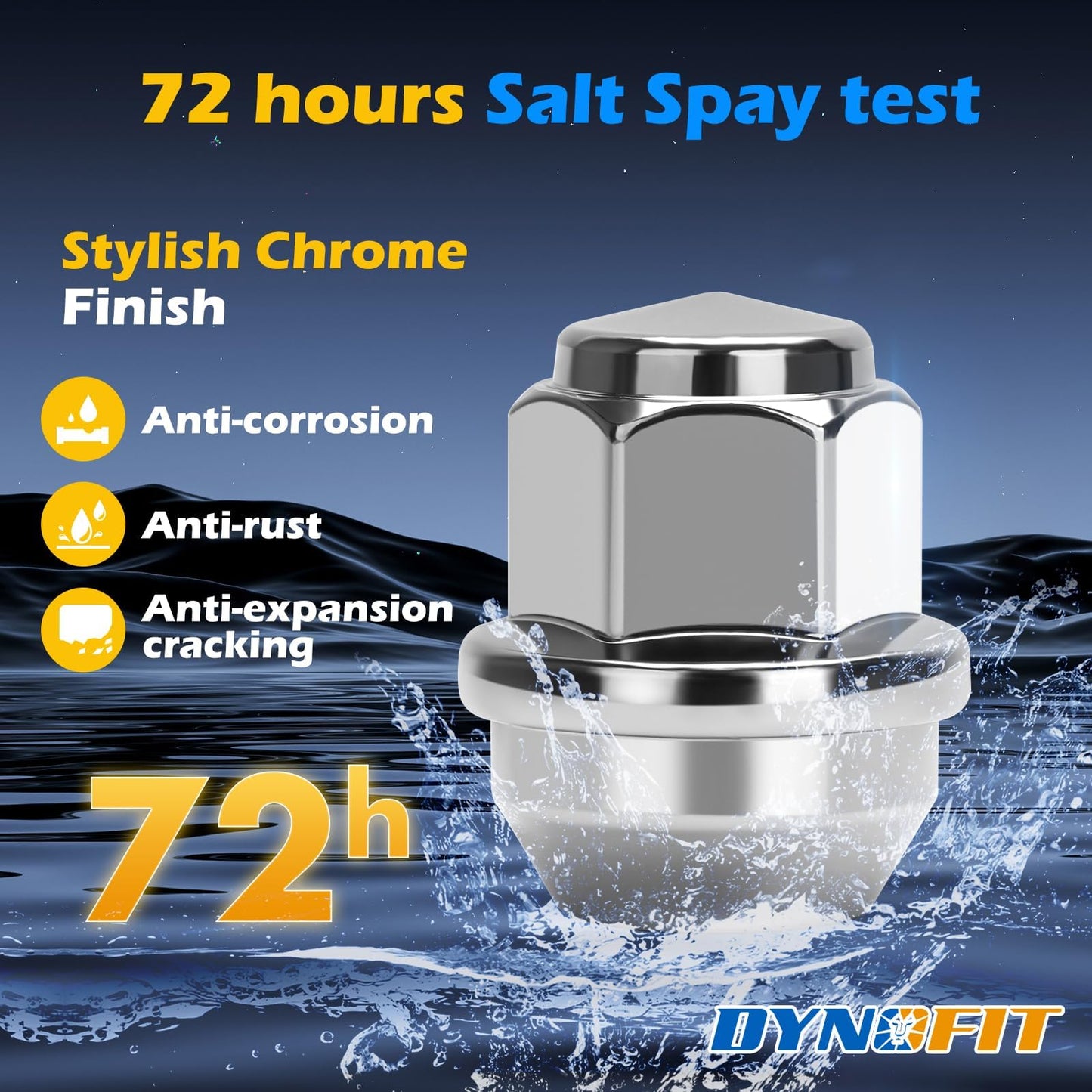 Dynofit 12mmx1.5 Stock Lug Nuts for Escape 2001-2019/ Focus 2012-2018/ Fusion 2006-2019, One-Piece Style Chrome Wheel Nuts Replace for OEM Lug Nut Compatible with Ford & Lincoln, Work on AL/Steel Rim