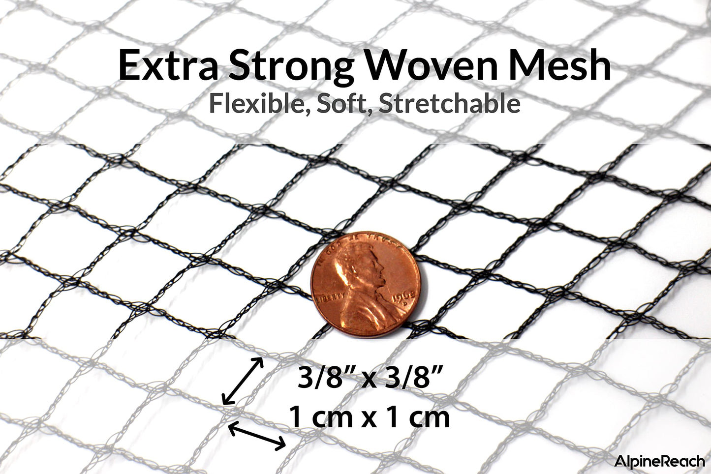 AlpineReach Pond Netting Kit 15 x 20 Feet (4.5m x 6m) & 20 Steel Staples - Woven Fine Mesh Heavy Duty Net Cover for Leaves - Protects Koi Fish from Blue Heron Birds Cats Predators - Galvanized Stakes