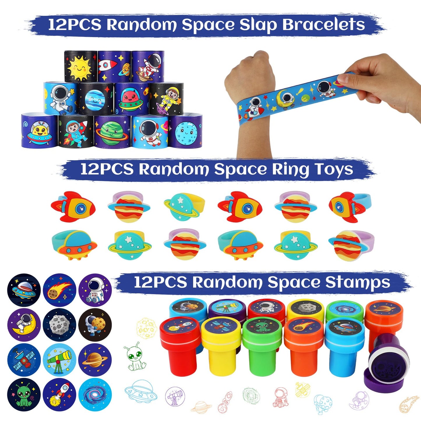 Space Party Favors, Birthday & Party Decorations - 254 PCS Outer Space Goodie Bag Stuffers Fillers for Kids with Astronaut Toys, Stickers, Stress Balls, Masks and Necklaces