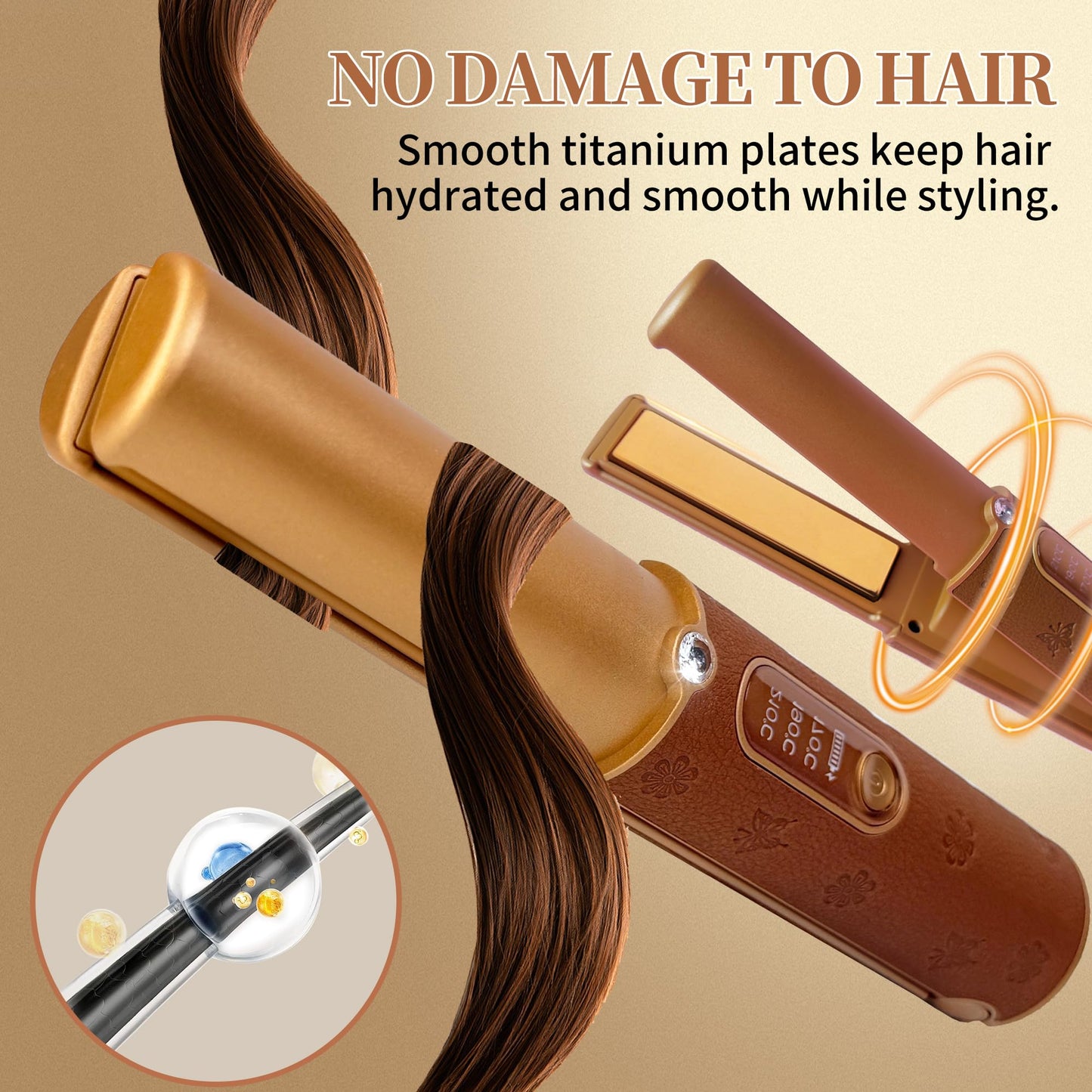Cordless Hair Straightener, Portable Straightener 2 in 1 for Hair Straightening and Curling, Fast Heating Cordless Flat Iron, 5000mAh hair straightener travel,210°C/410°F within seconds(Urban OL)