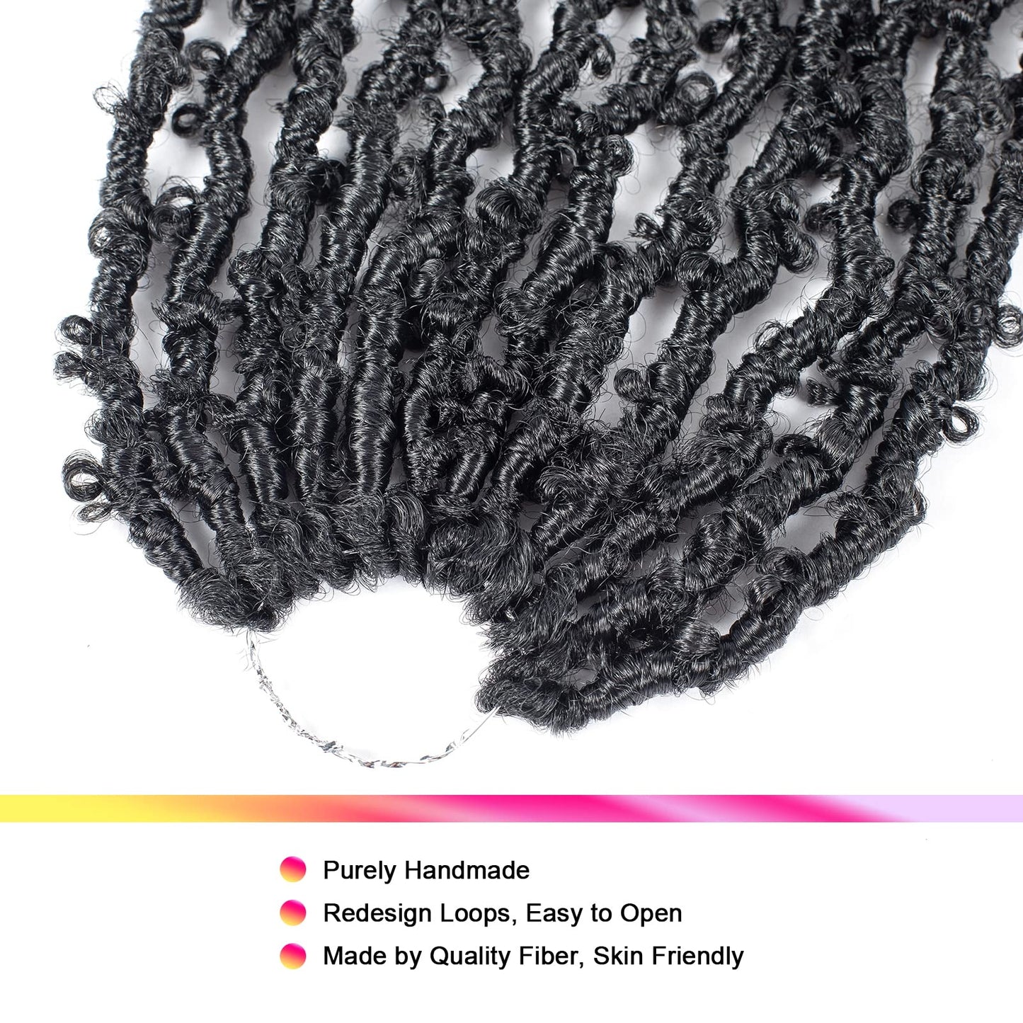 GUOHUI Super Light Butterfly Locs Crochet Hair 12 Inch 6 Packs Pre-Looped Soft Distressed Faux Locs Braids for Women Kids (12 Inch,1#)