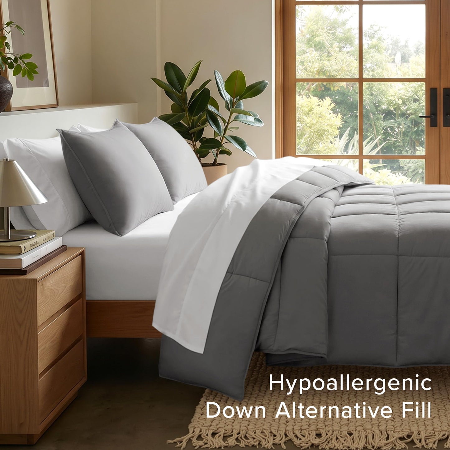 Bare Home Comforter Set - Twin/Twin Extra Long - Ultra-Soft - Premium 1800 Series - All Season Warmth (Twin/Twin XL, Grey)